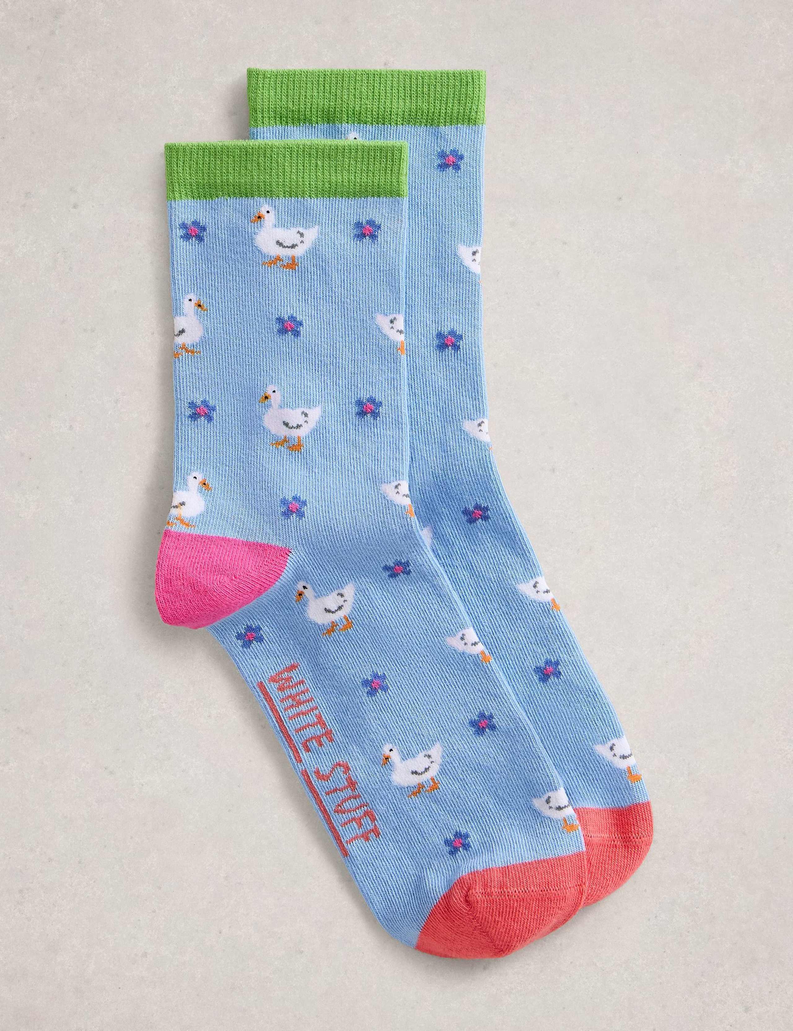 Cotton Rich Duck Ankle High Socks 1 of 2