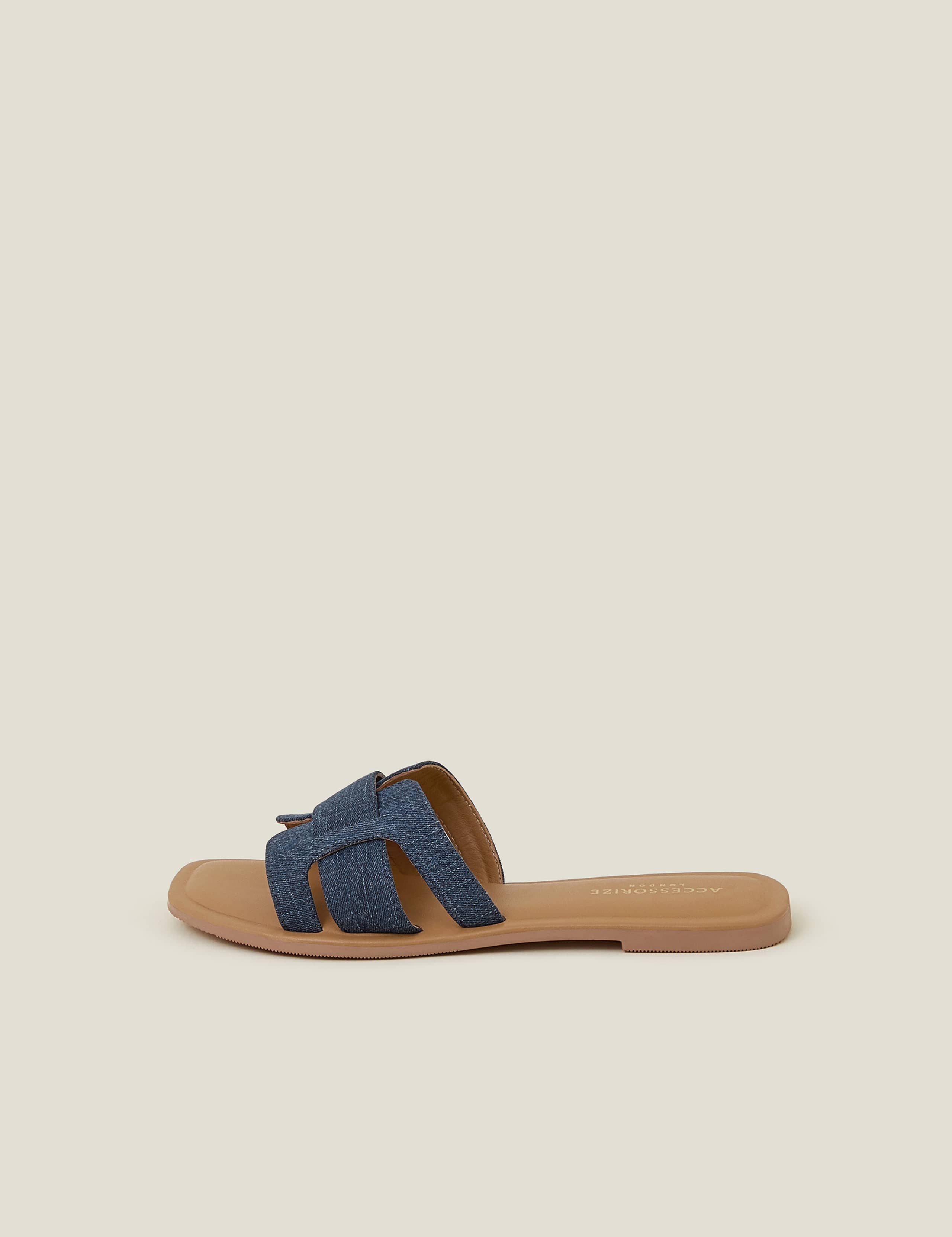 Denim Strappy Flat Sliders 2 of 4