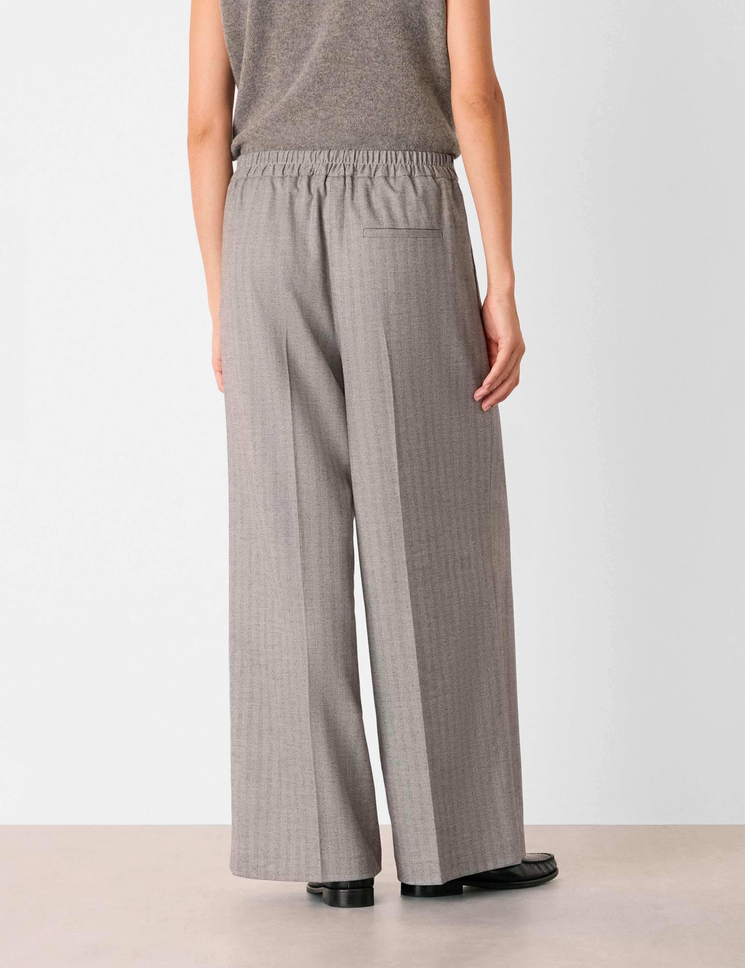Herringbone Drawstring Wide Leg Trousers 3 of 4