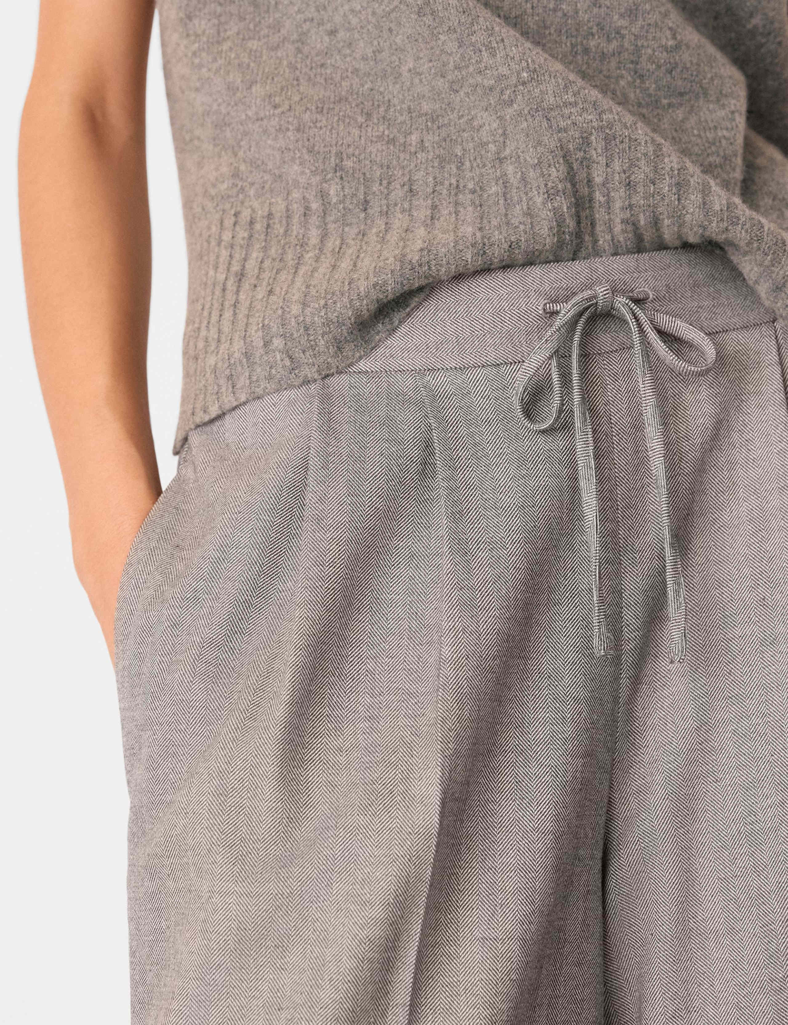 Herringbone Drawstring Wide Leg Trousers 4 of 4
