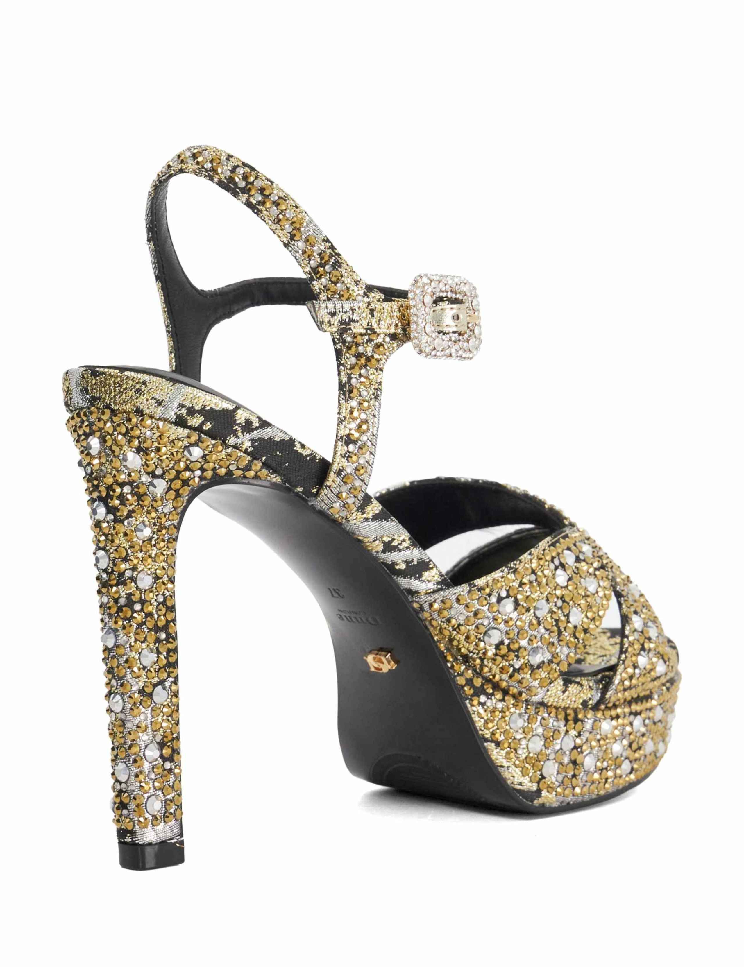 Satin Glitter Stiletto Heel Platform Sandals 4 of 5