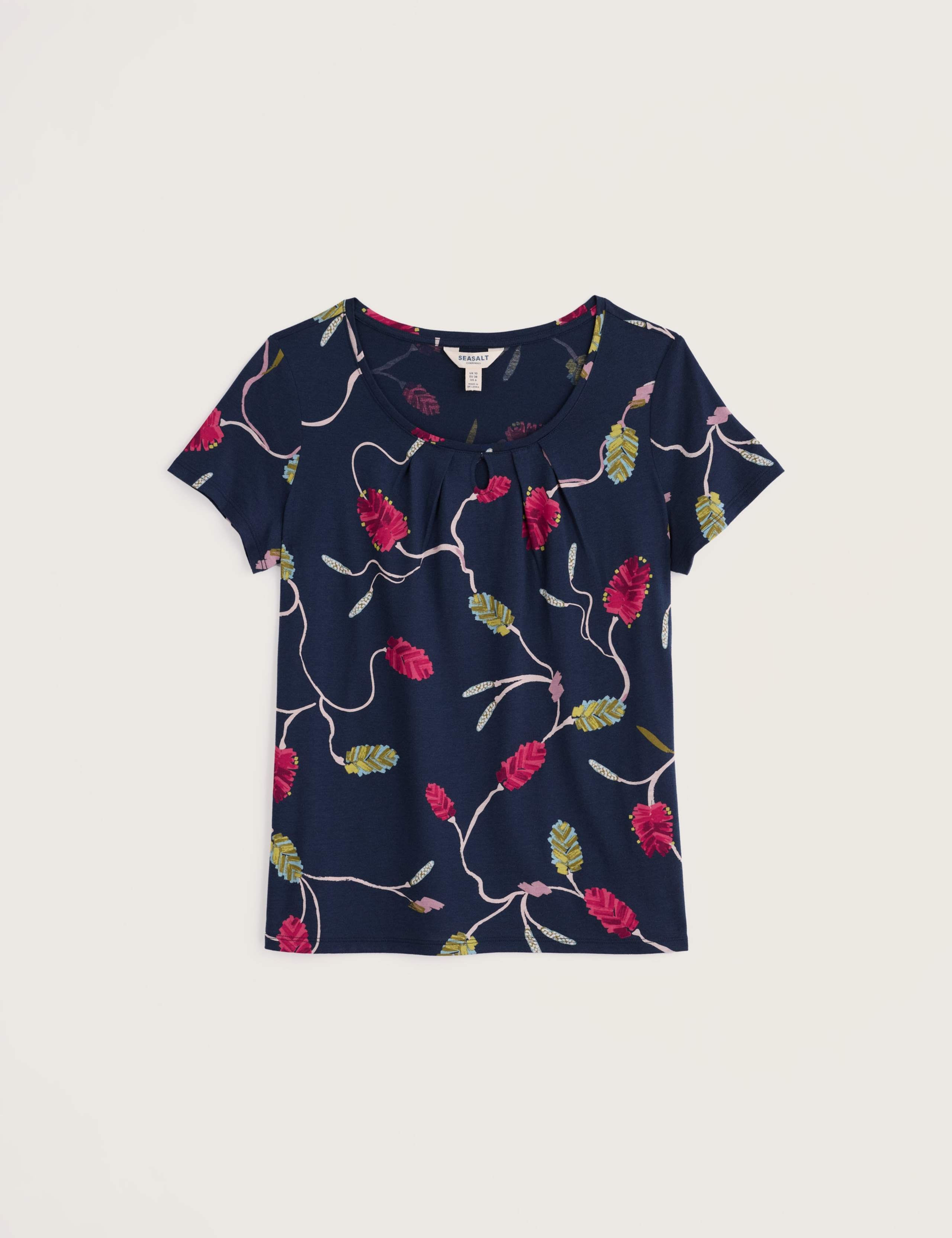Cotton Blend Floral Scoop Neck T-Shirt 2 of 5