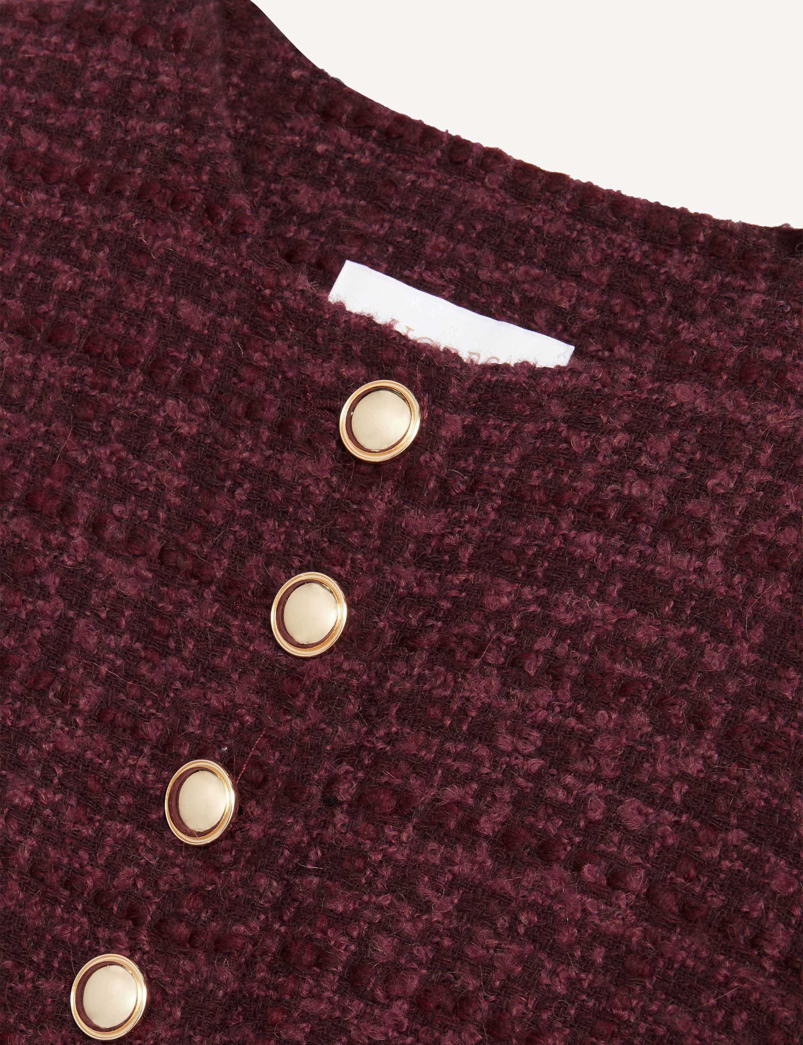 Tweed Textured Collarless Short Jacket with Wool 8 of 8