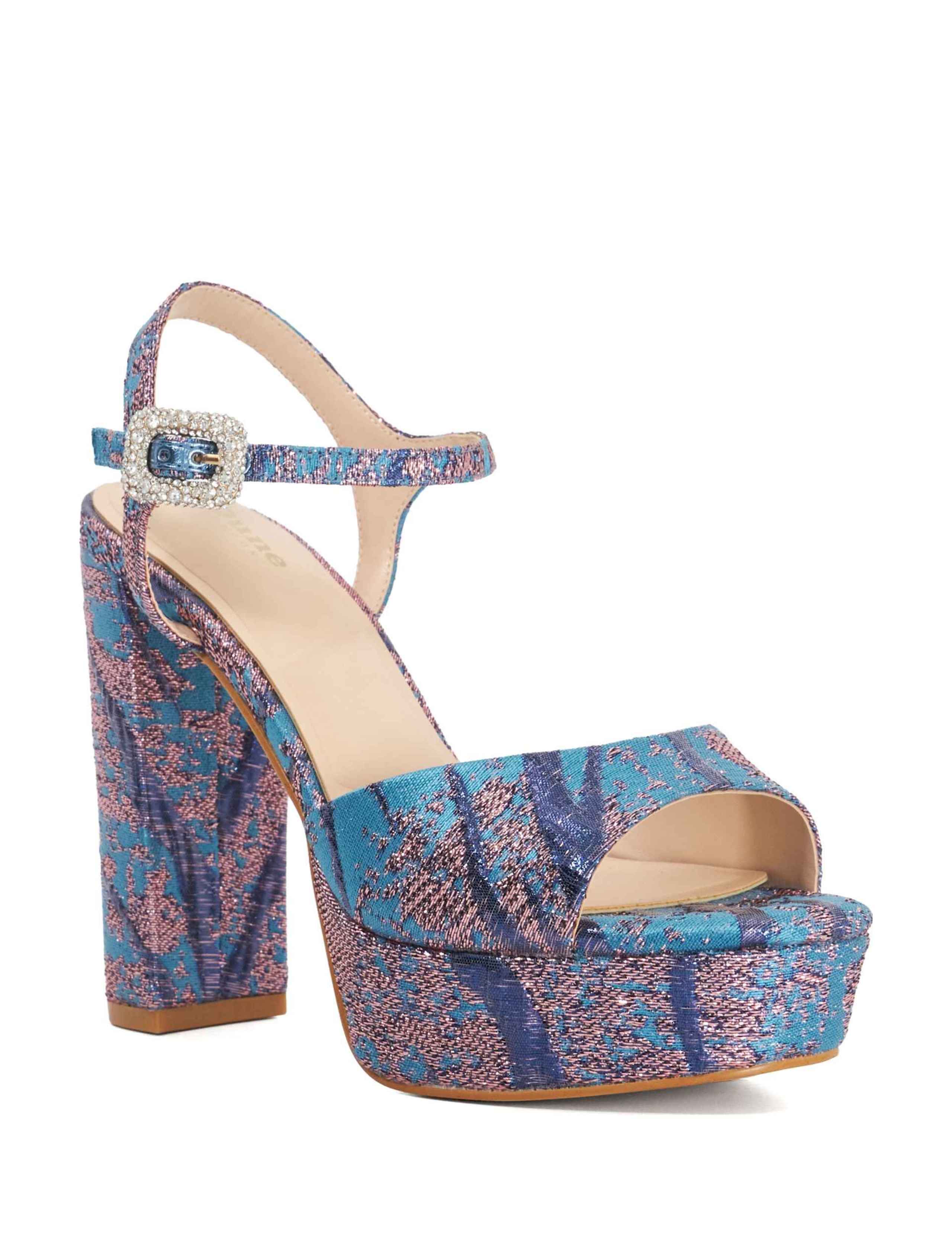 Glitter Platform Block Heel Open Toe Sandals 3 of 6
