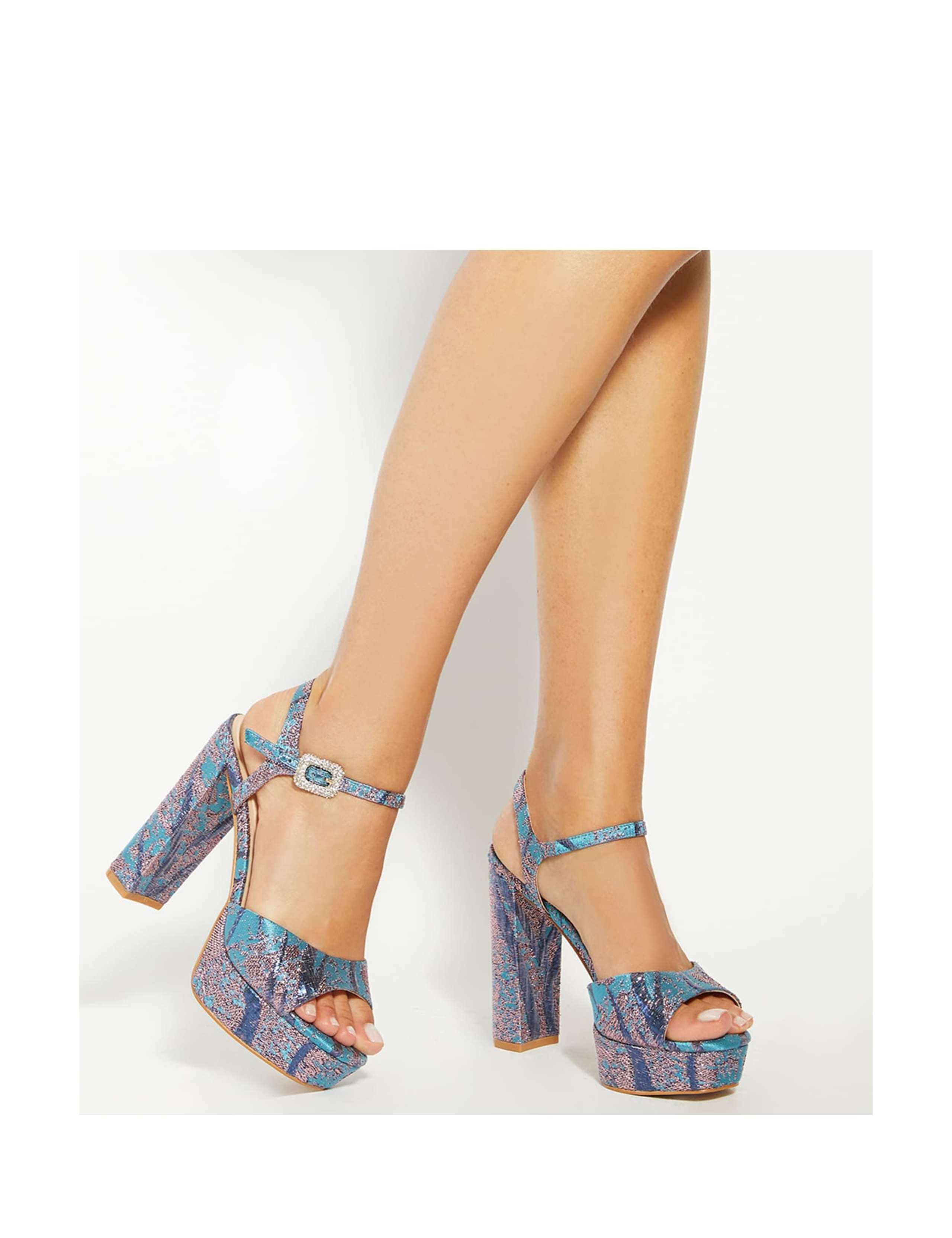 Glitter Platform Block Heel Open Toe Sandals 4 of 6