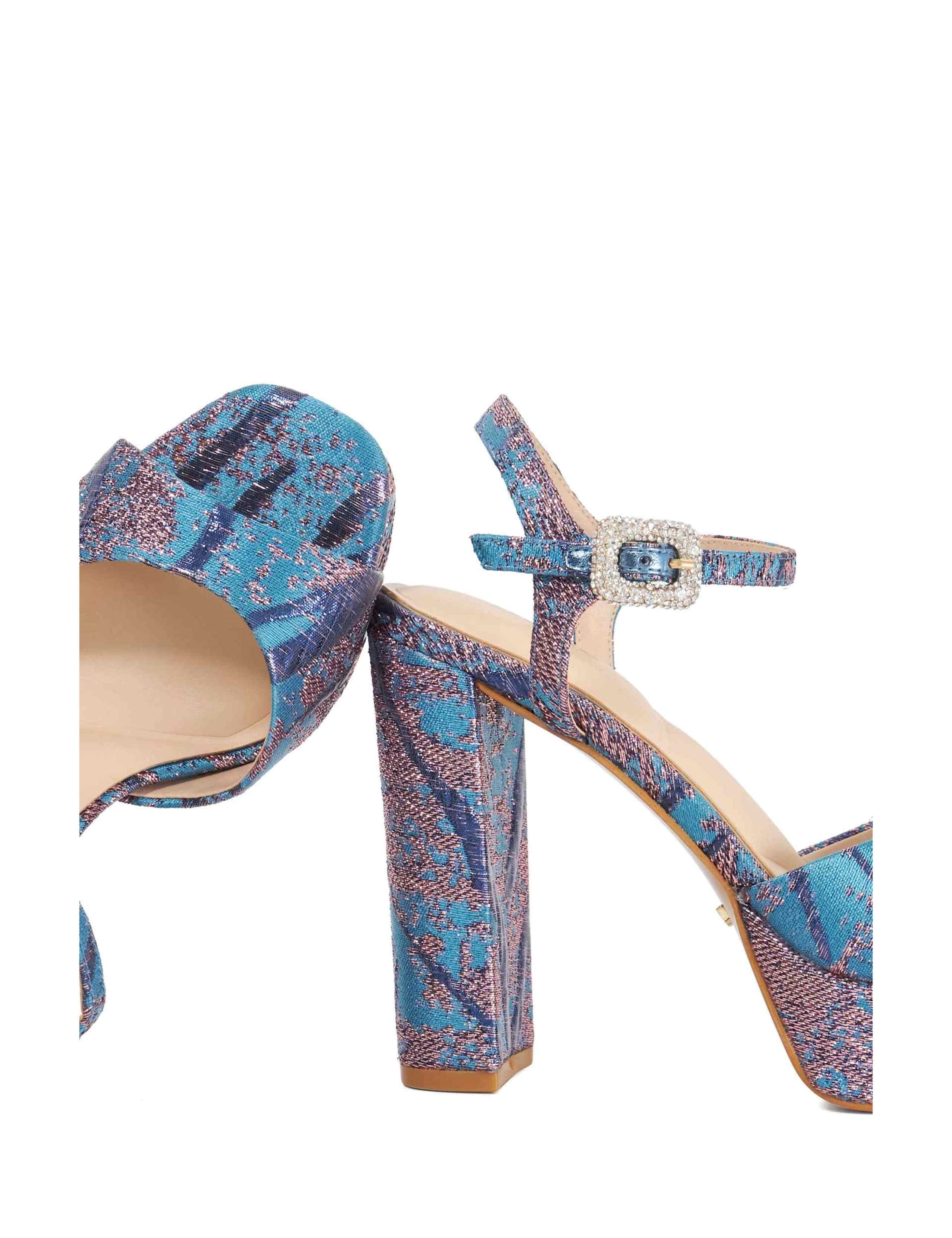 Glitter Platform Block Heel Open Toe Sandals 6 of 6