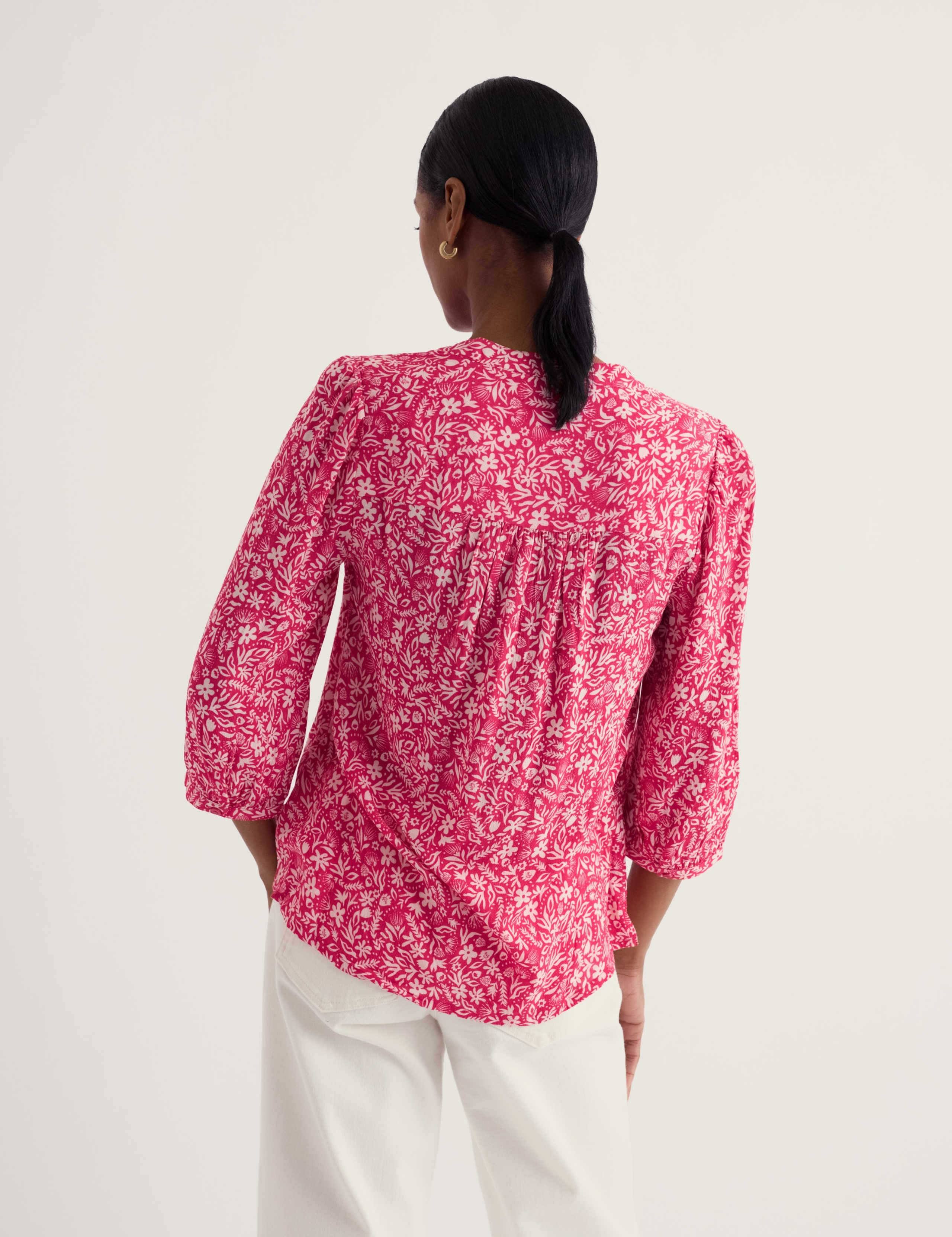 Floral Crew Neck Button Detail Relaxed Top 4 of 5
