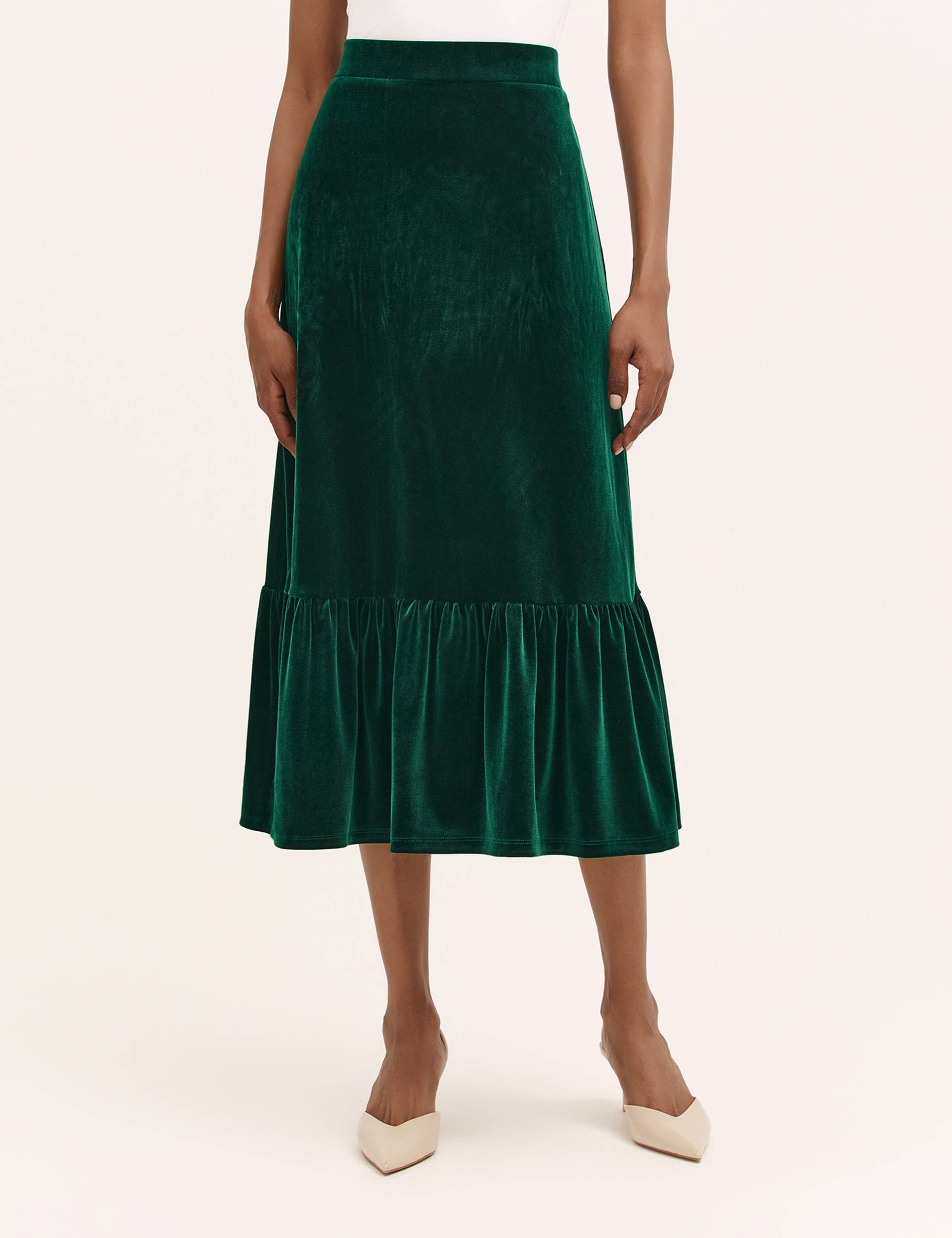 Velvet Midi Tiered Skirt 3 of 4