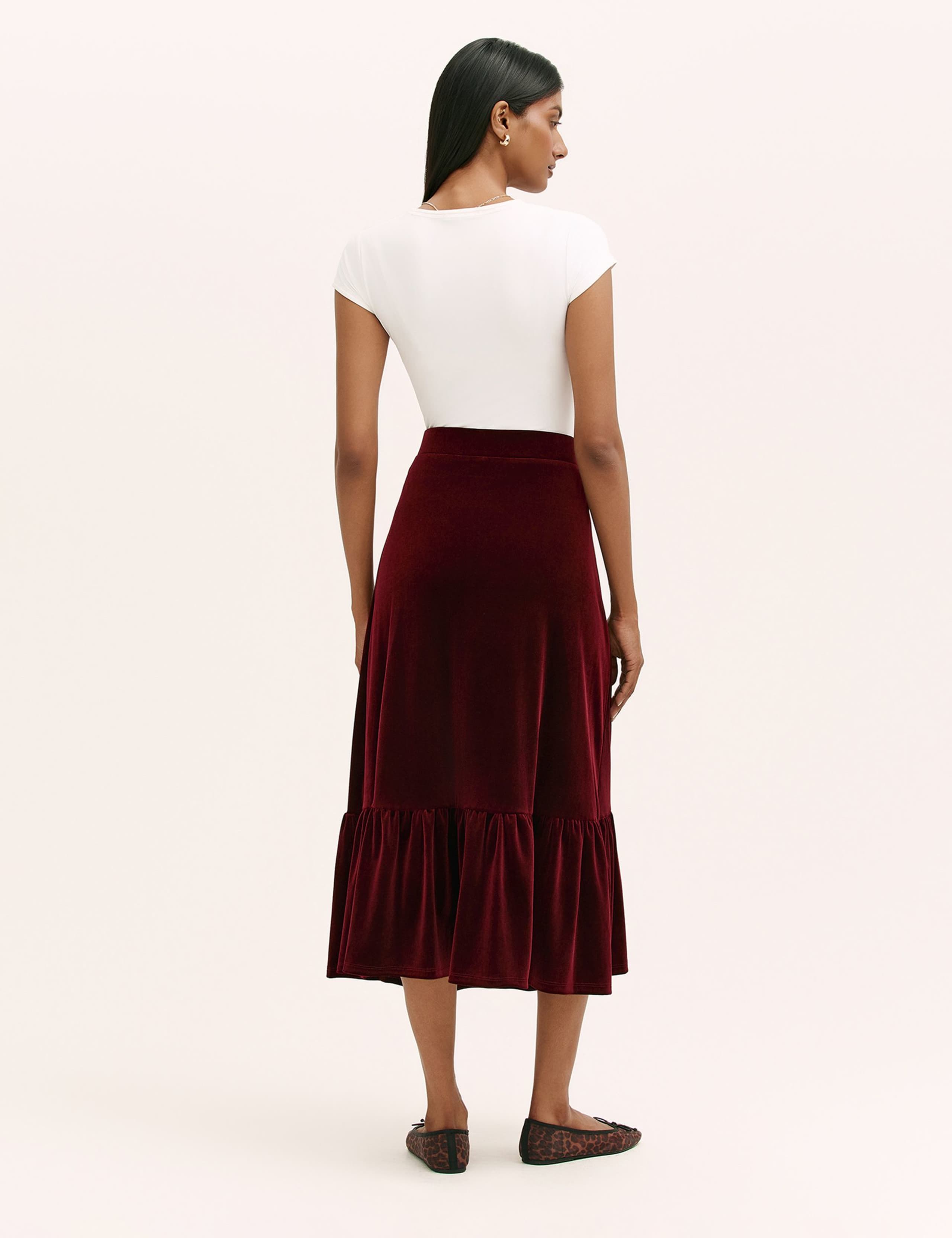 Velvet Midi Tiered Skirt 2 of 5
