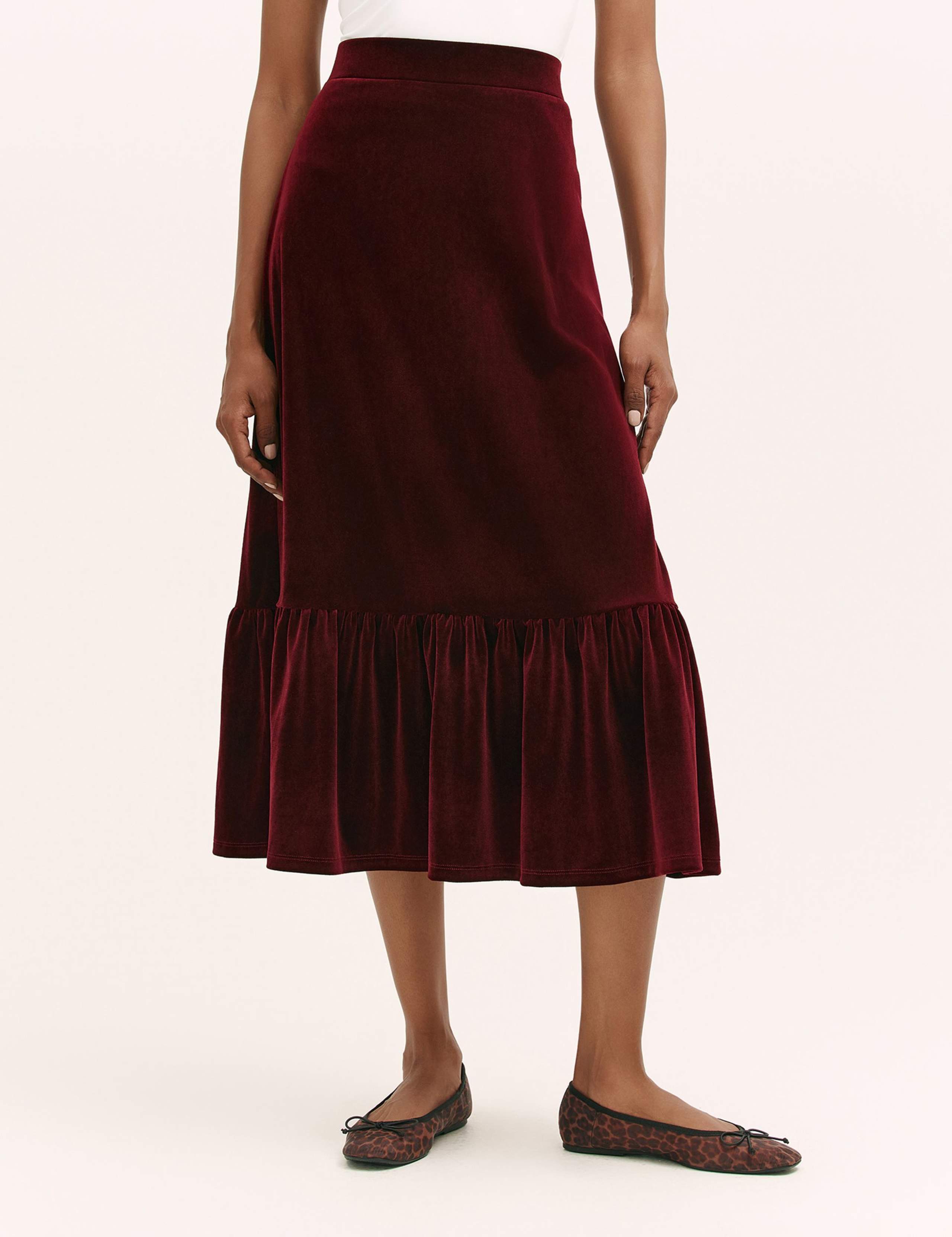 Velvet Midi Tiered Skirt 3 of 5