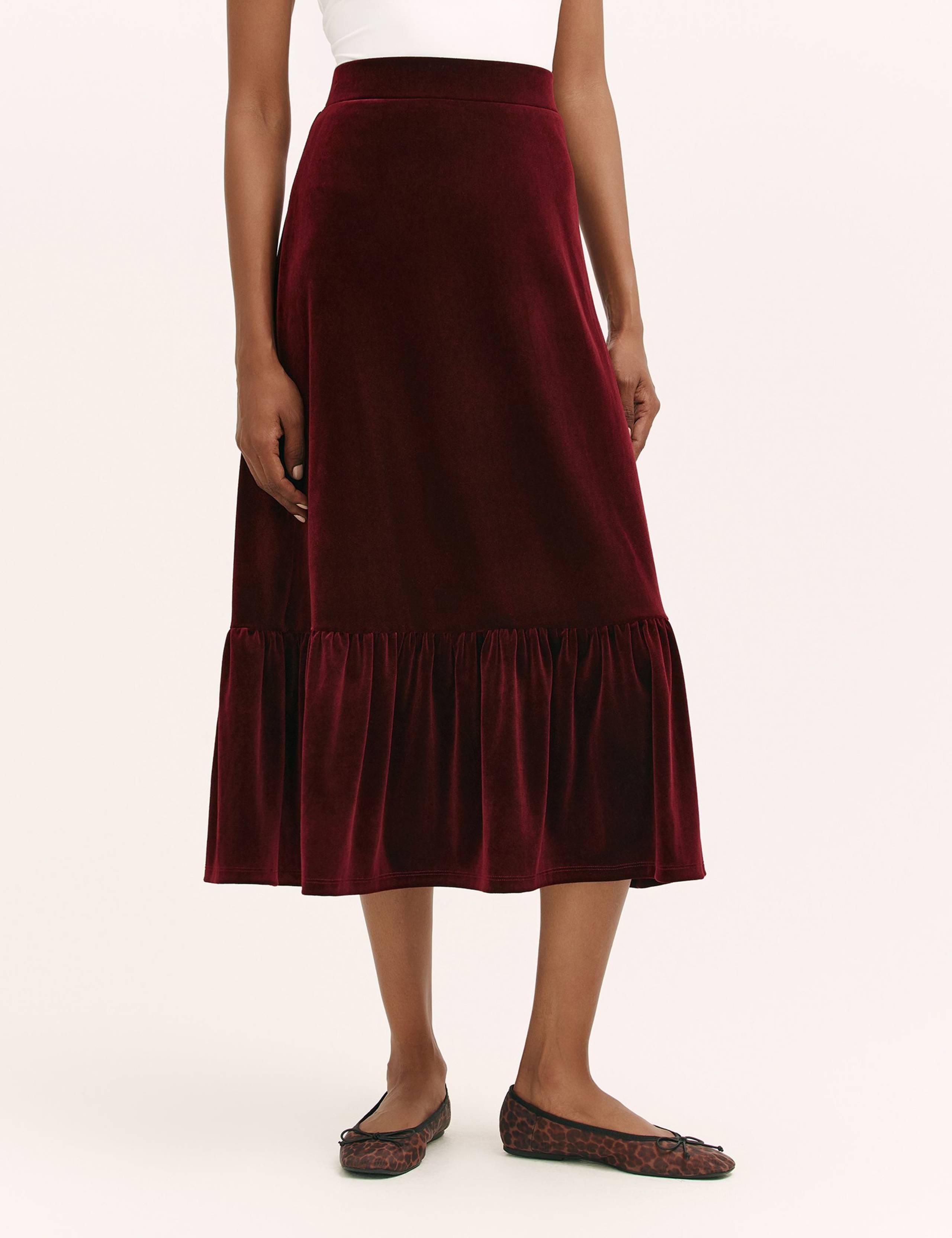 Velvet Midi Tiered Skirt 4 of 5