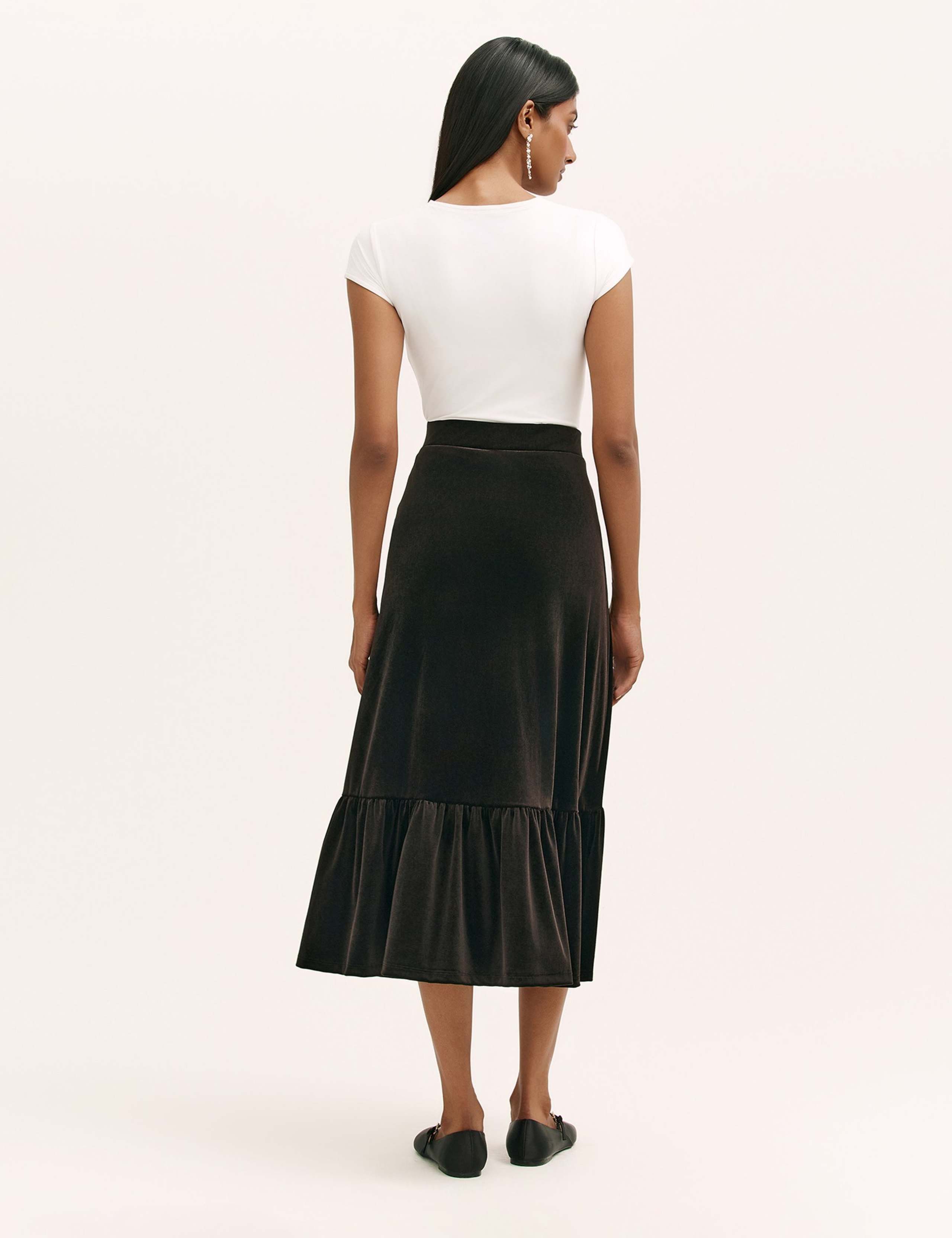Velvet Midi Tiered Skirt 2 of 4