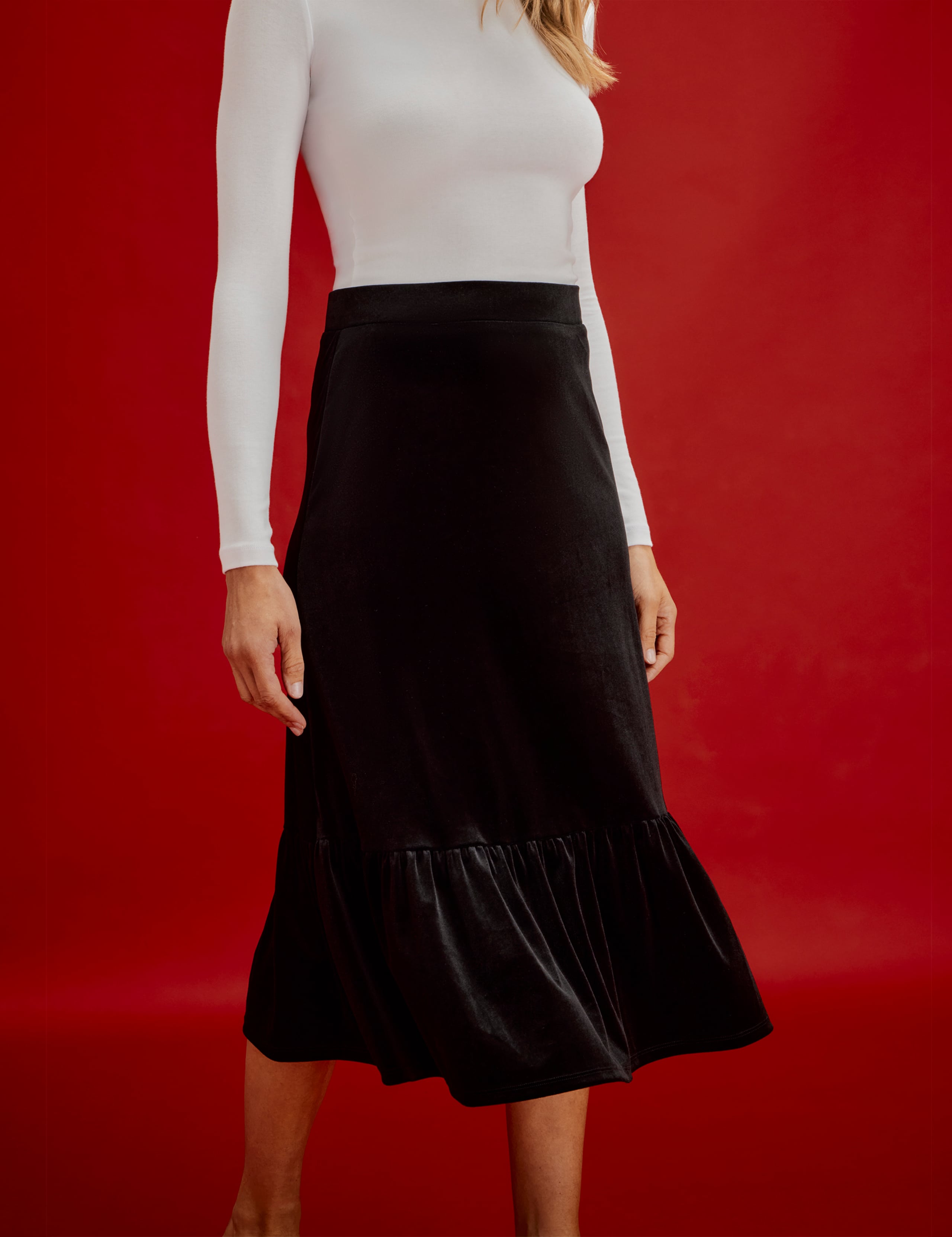 Velvet Midi Tiered Skirt 5 of 8