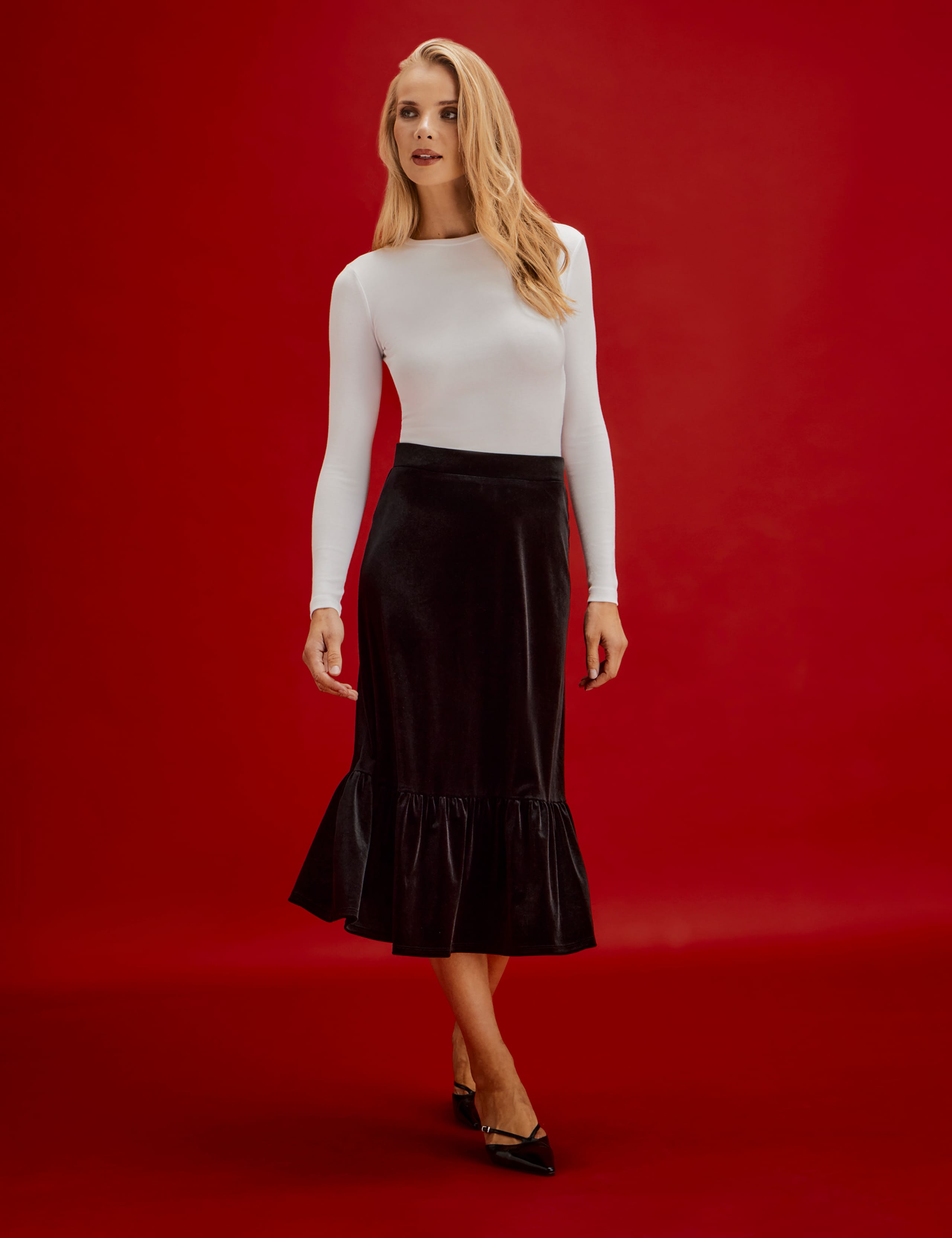 Velvet Midi Tiered Skirt 6 of 8