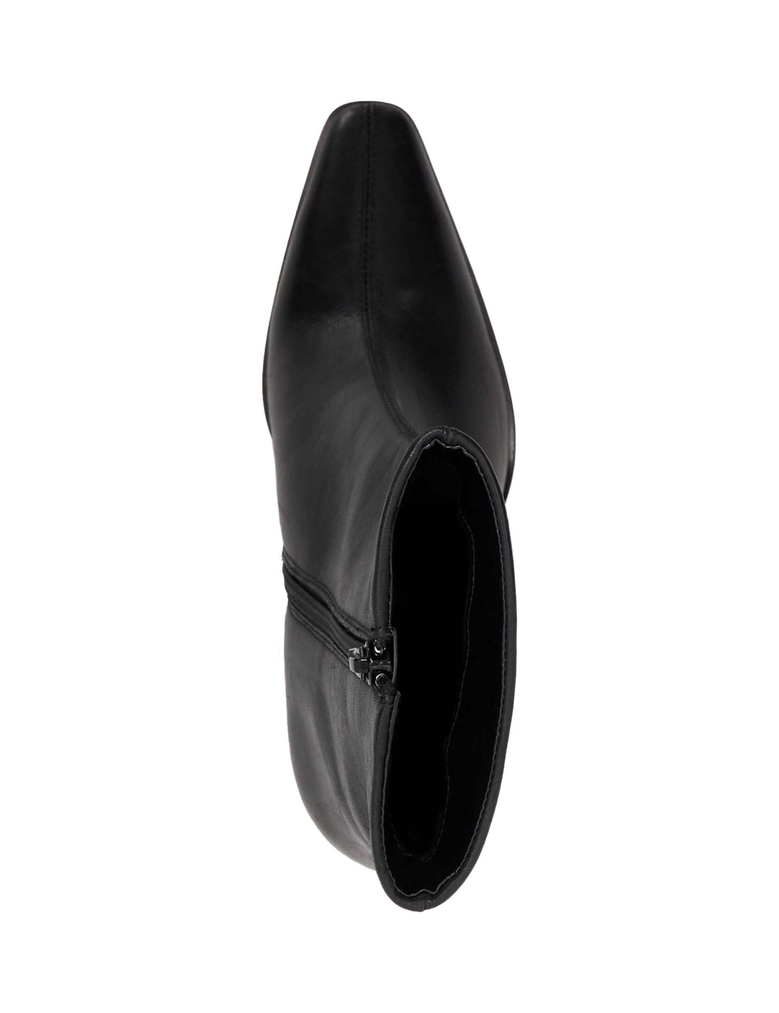 Leather Chisel Toe Block Heel Ankle Boots 2 of 5