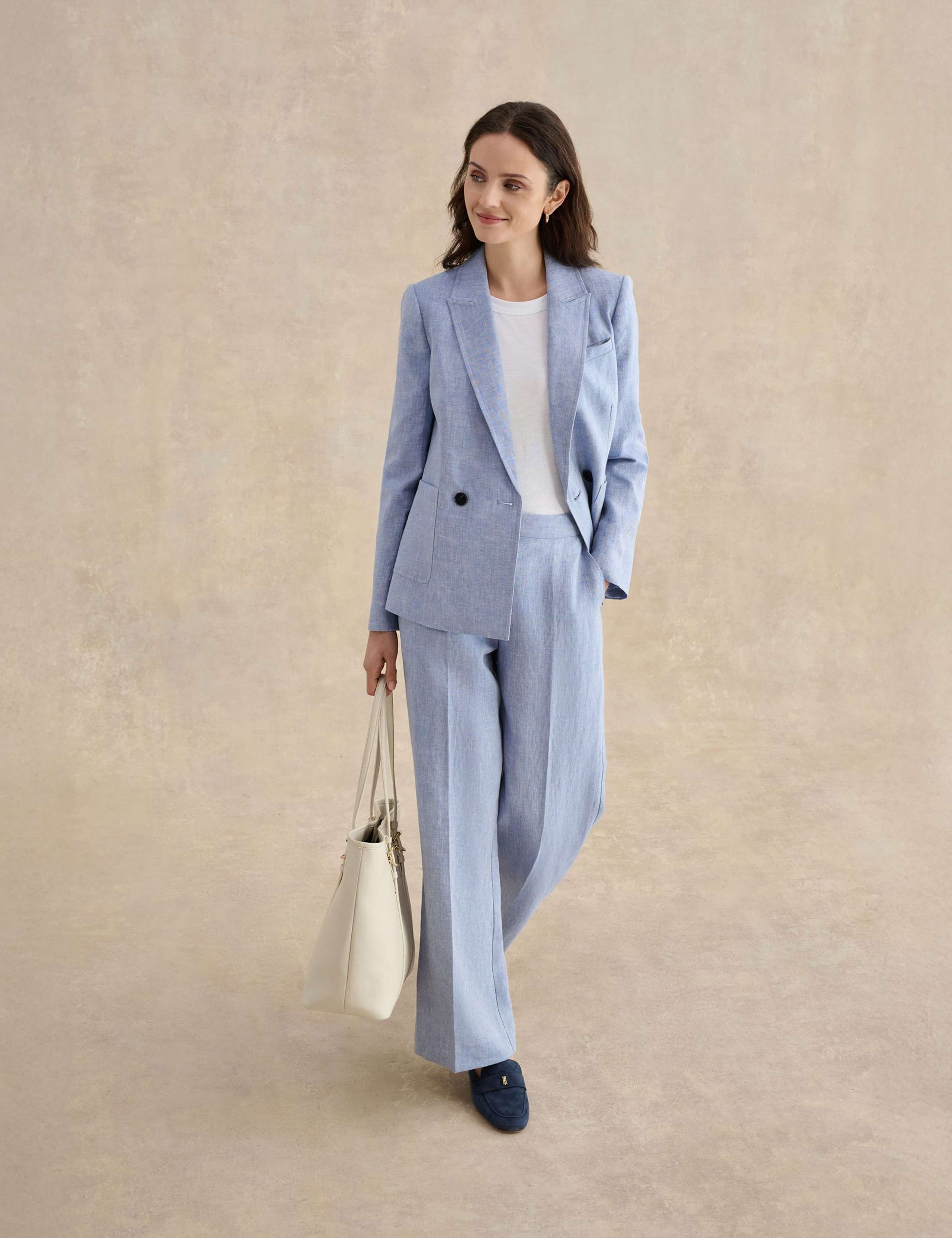 Pure Linen Wide Leg Trousers 4 of 5