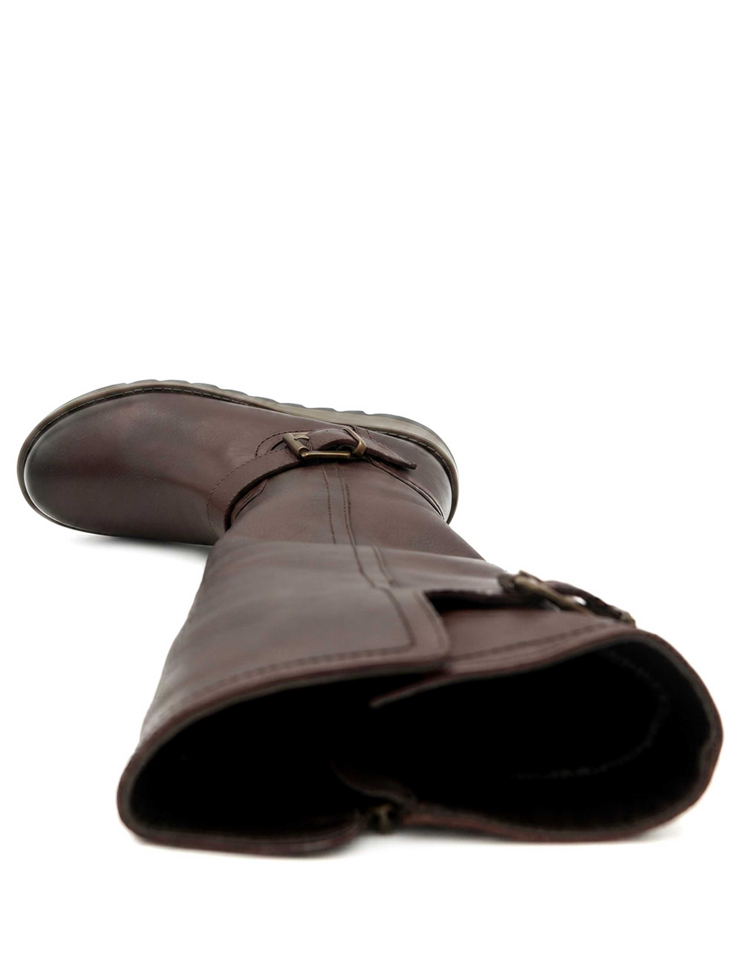 Leather Buckle Wedge Knee High Boots 5 of 6