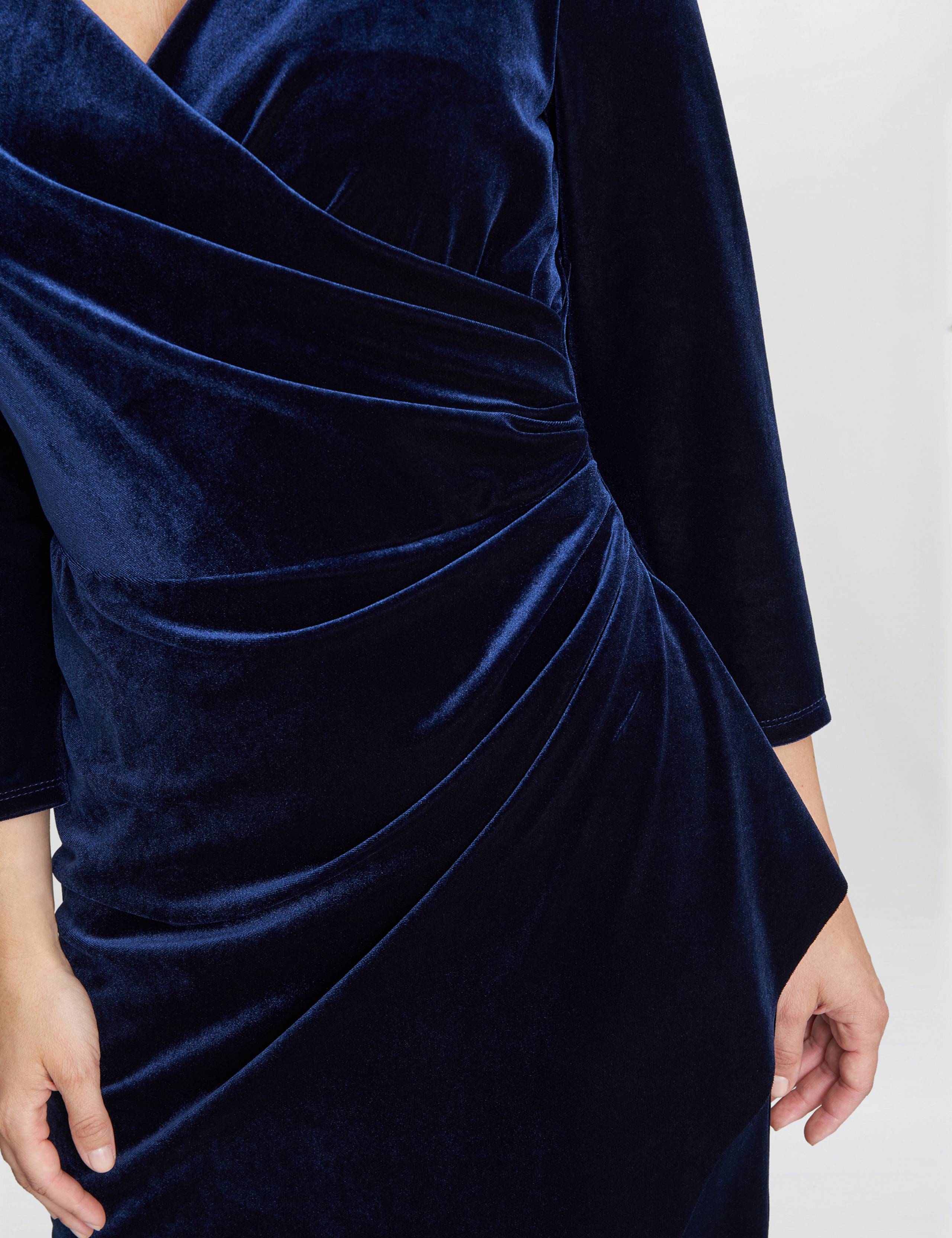 Velvet V-Neck Knee Length Wrap Dress 4 of 4