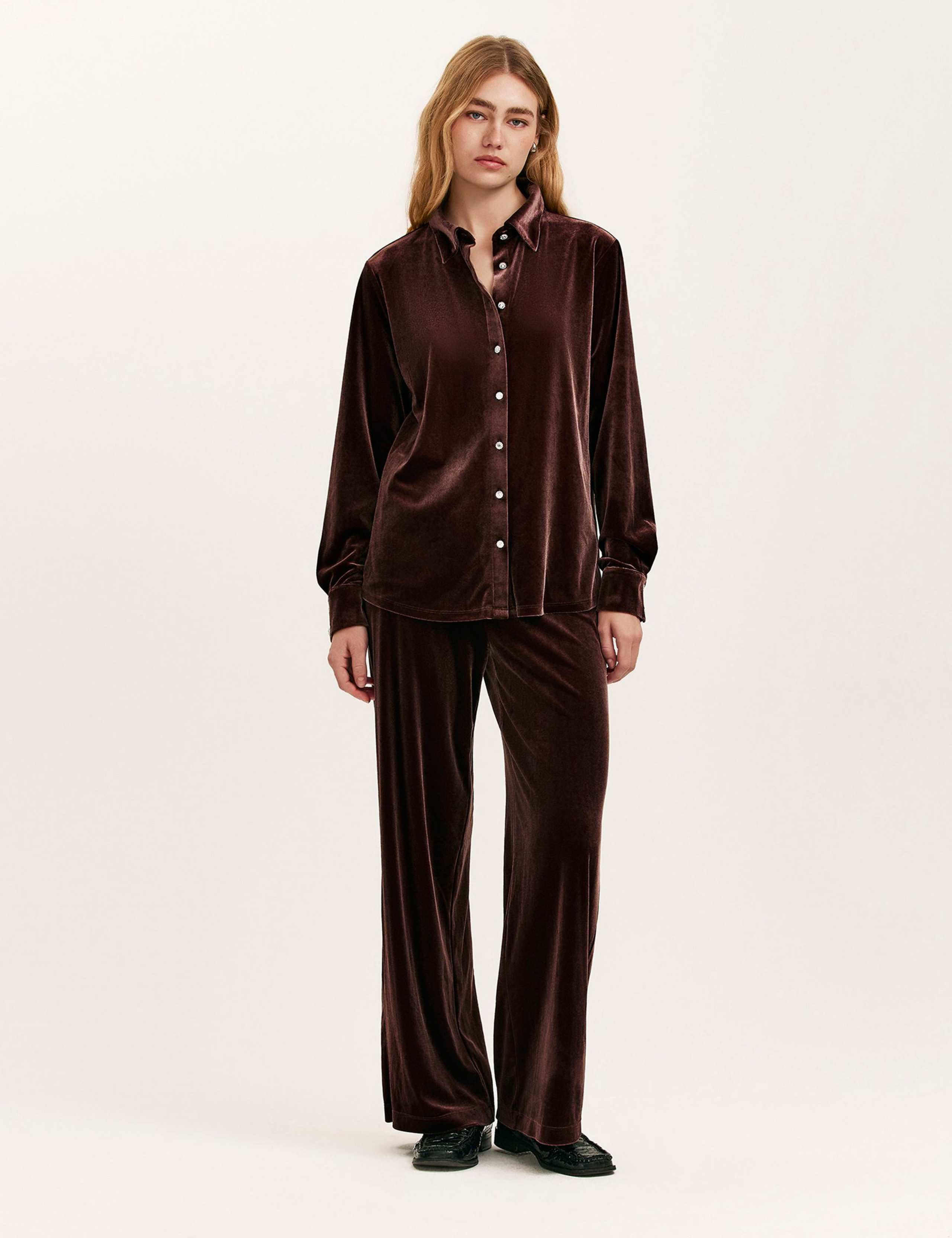 Velvet Wide Leg Trousers 1 of 4
