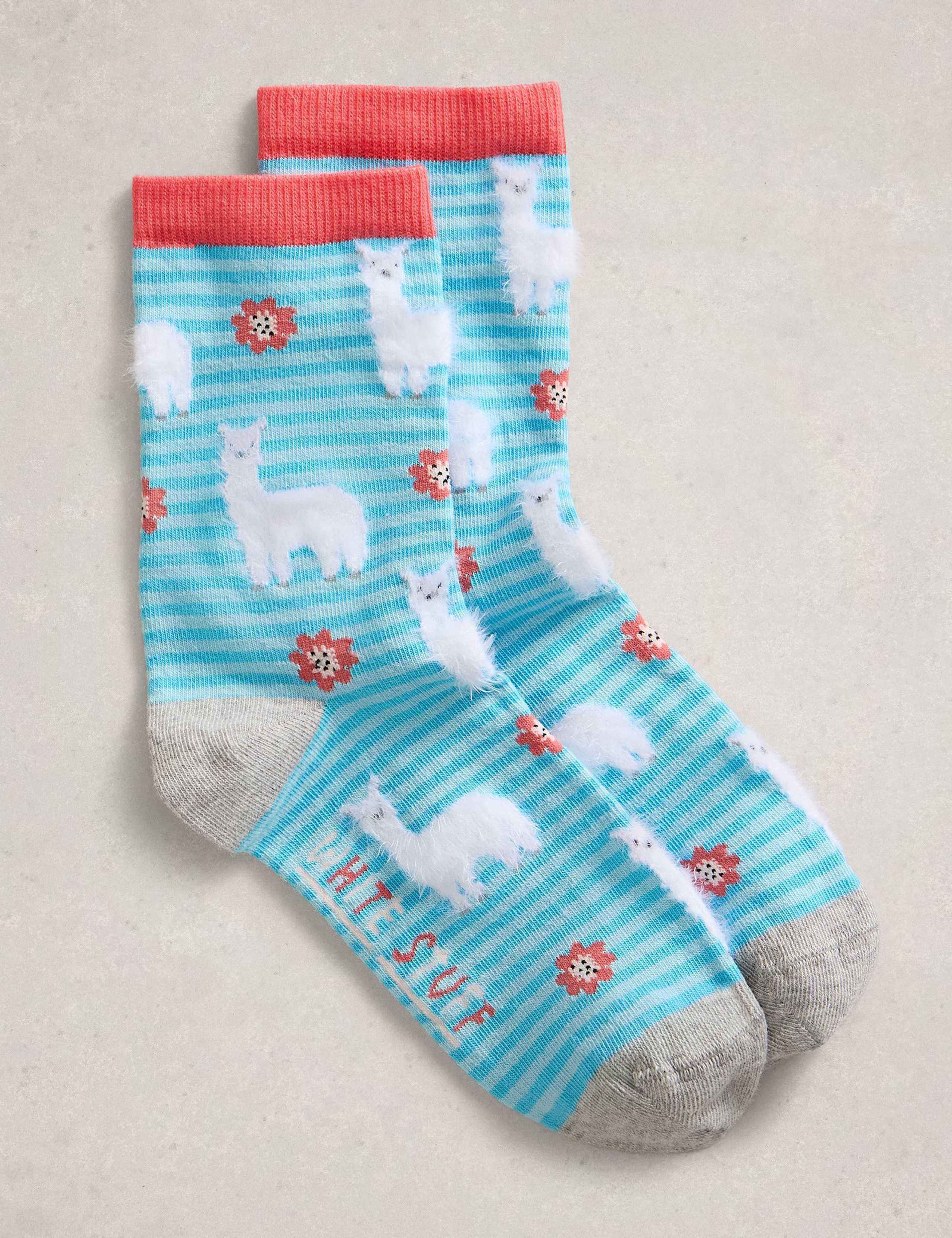 Cotton Rich Fluffy Llama Ankle High Socks 1 of 2