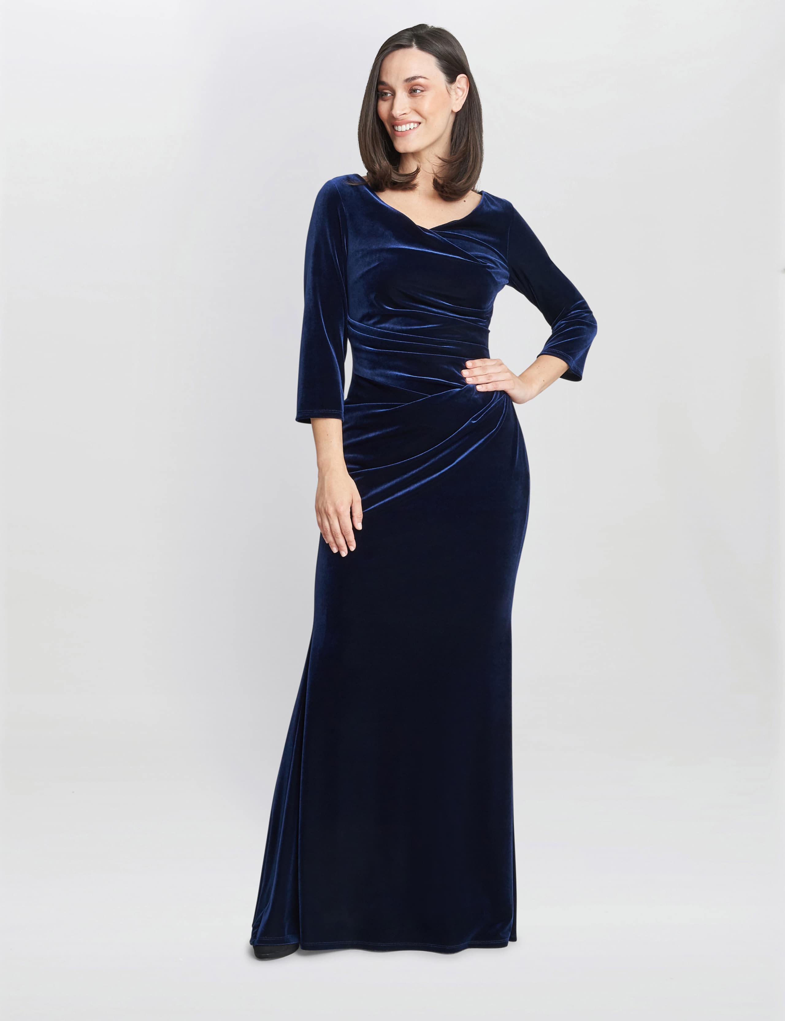 Velvet V-Neck Maxi Waisted Dress 4 of 5