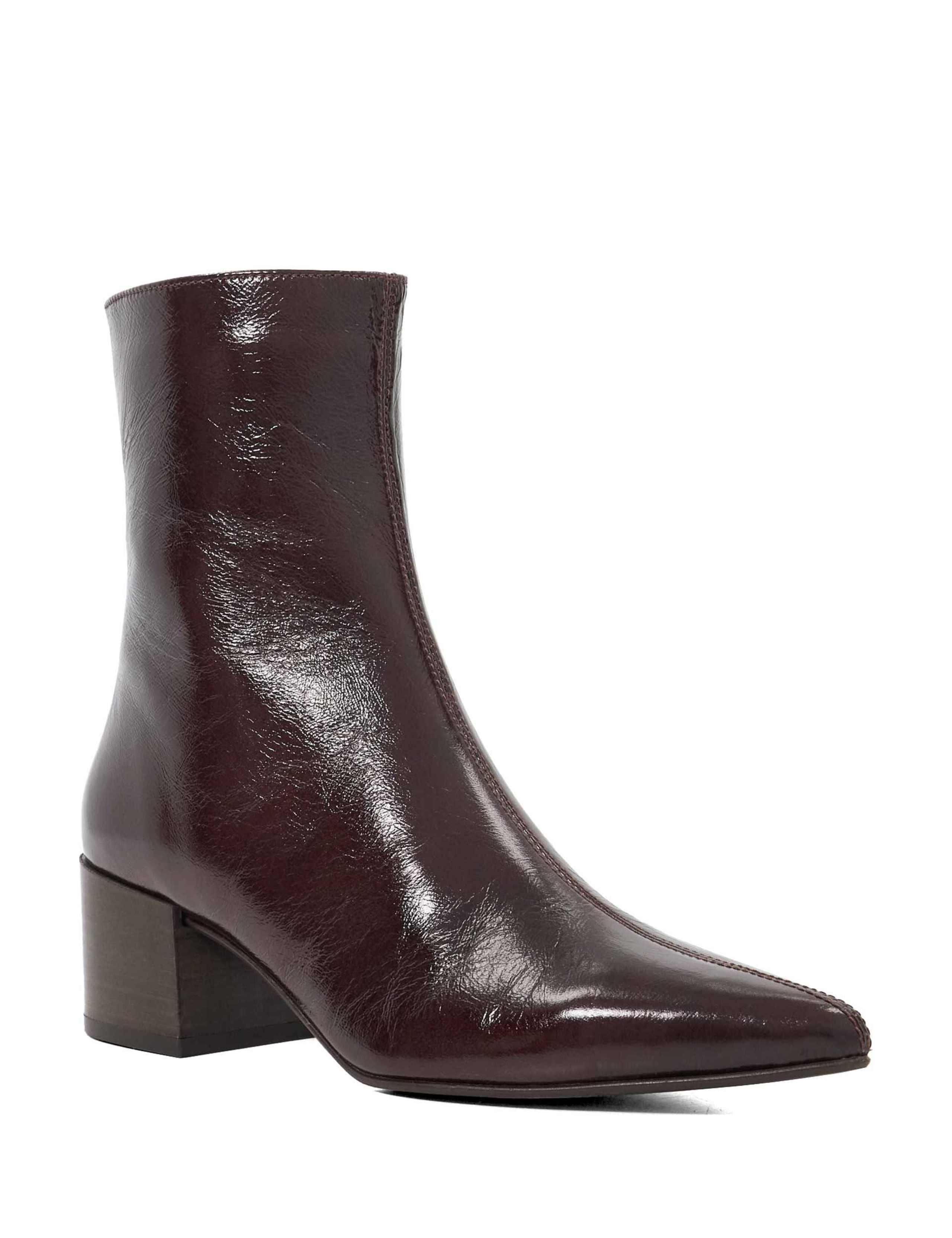 Leather Block Heel Pointed Ankle Boots 3 of 5