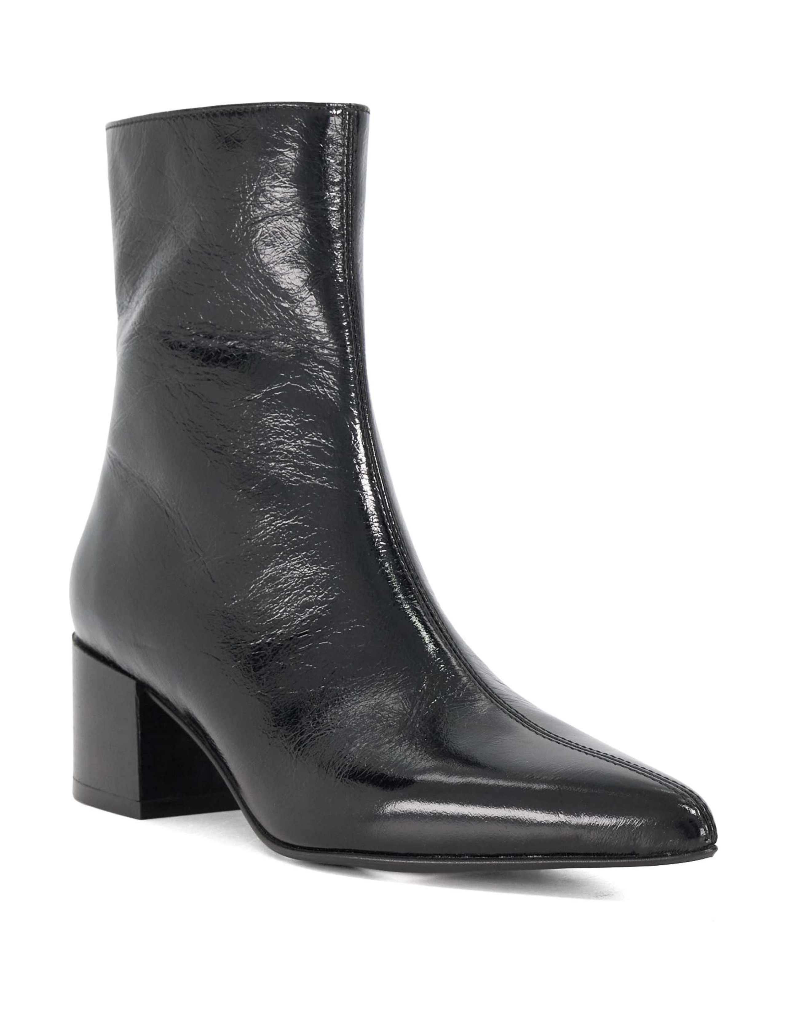 Leather Block Heel Pointed Ankle Boots 3 of 5