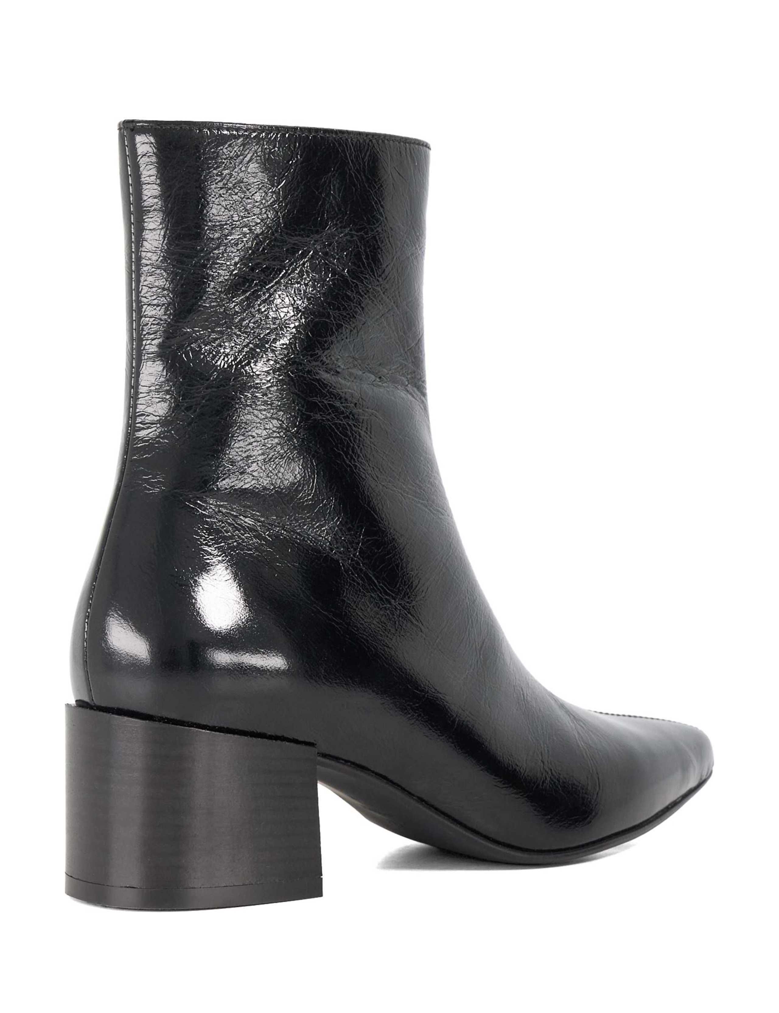 Leather Block Heel Pointed Ankle Boots 4 of 5