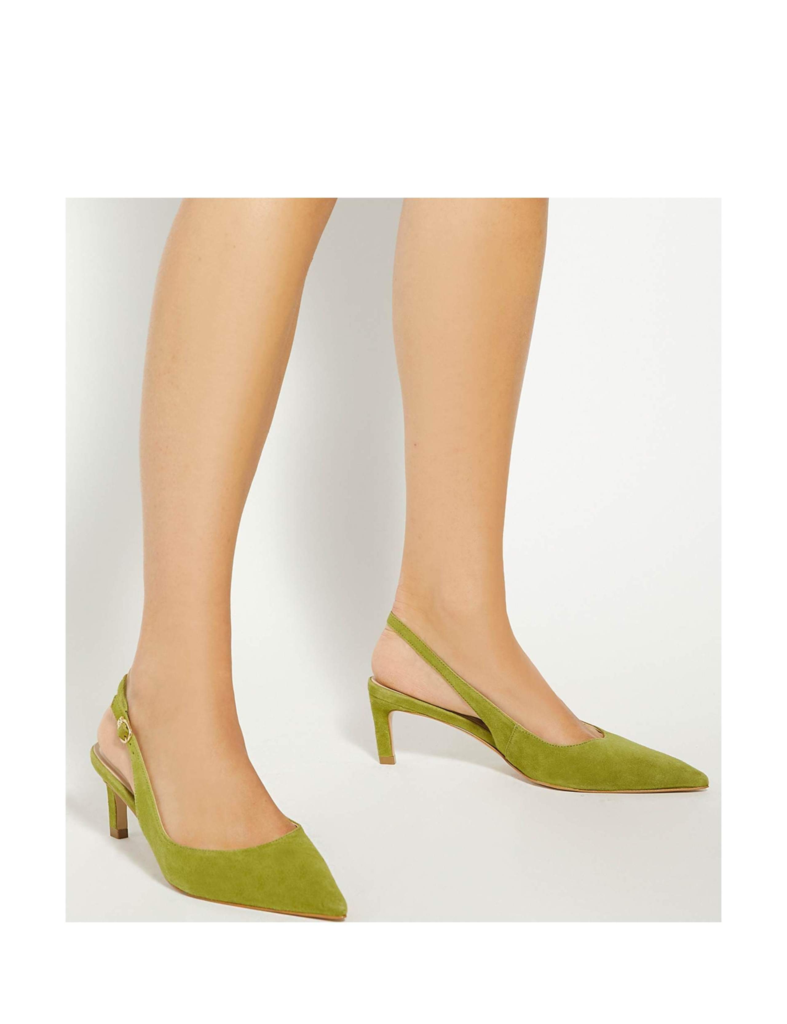 Suede Kitten Heel Slingback Shoes 4 of 6