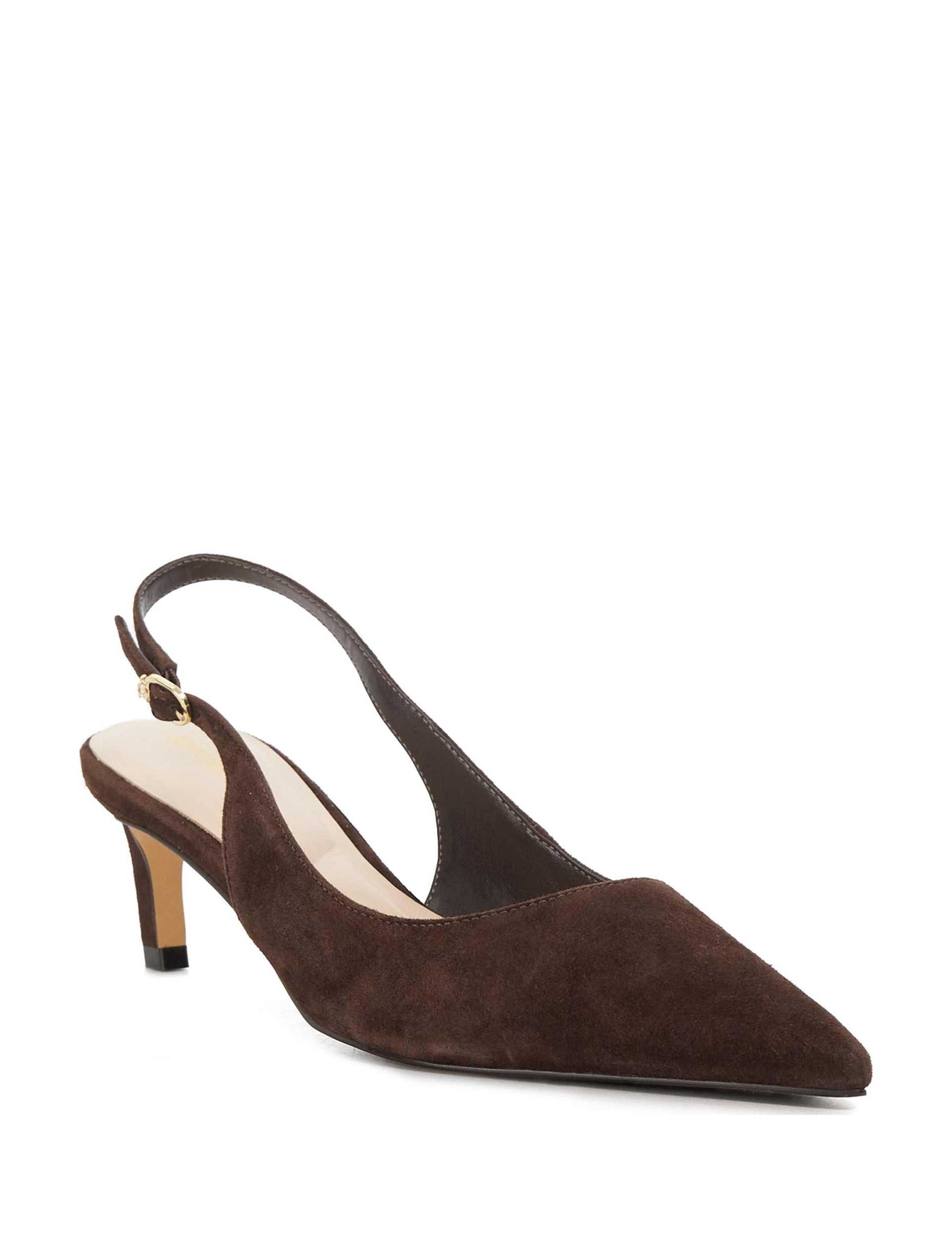 Suede Kitten Heel Slingback Shoes 3 of 5