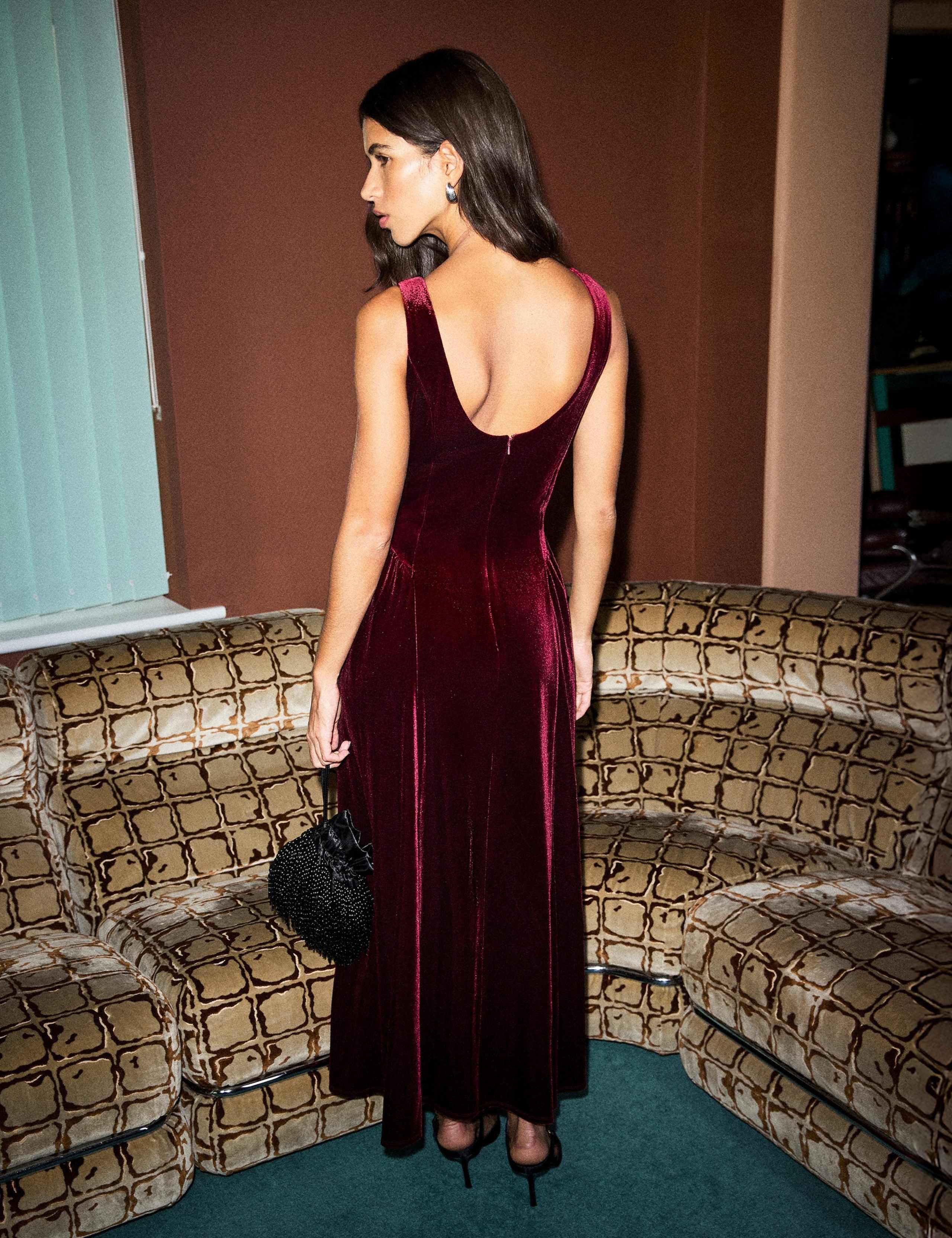 Velvet Gathered Maxi Waisted Dress 2 of 4