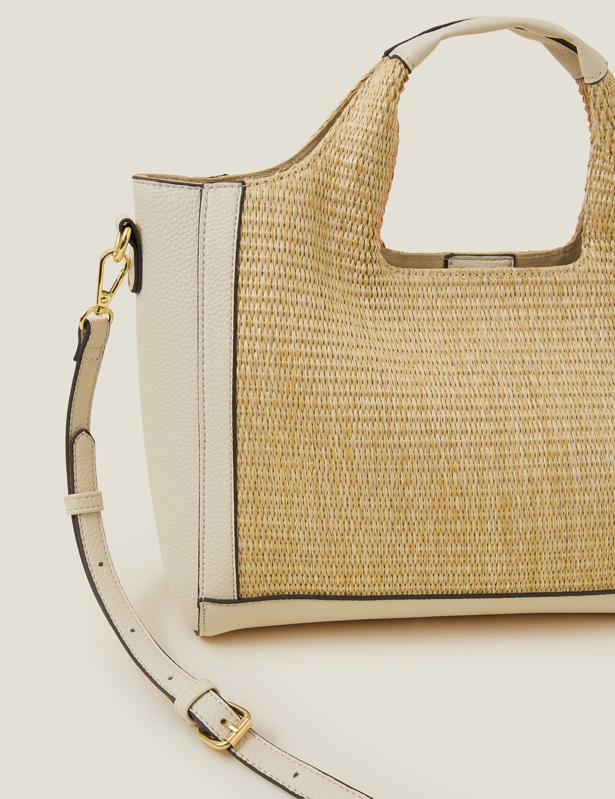 Faux Leather Woven Colour Block Grab Bag 4 of 4