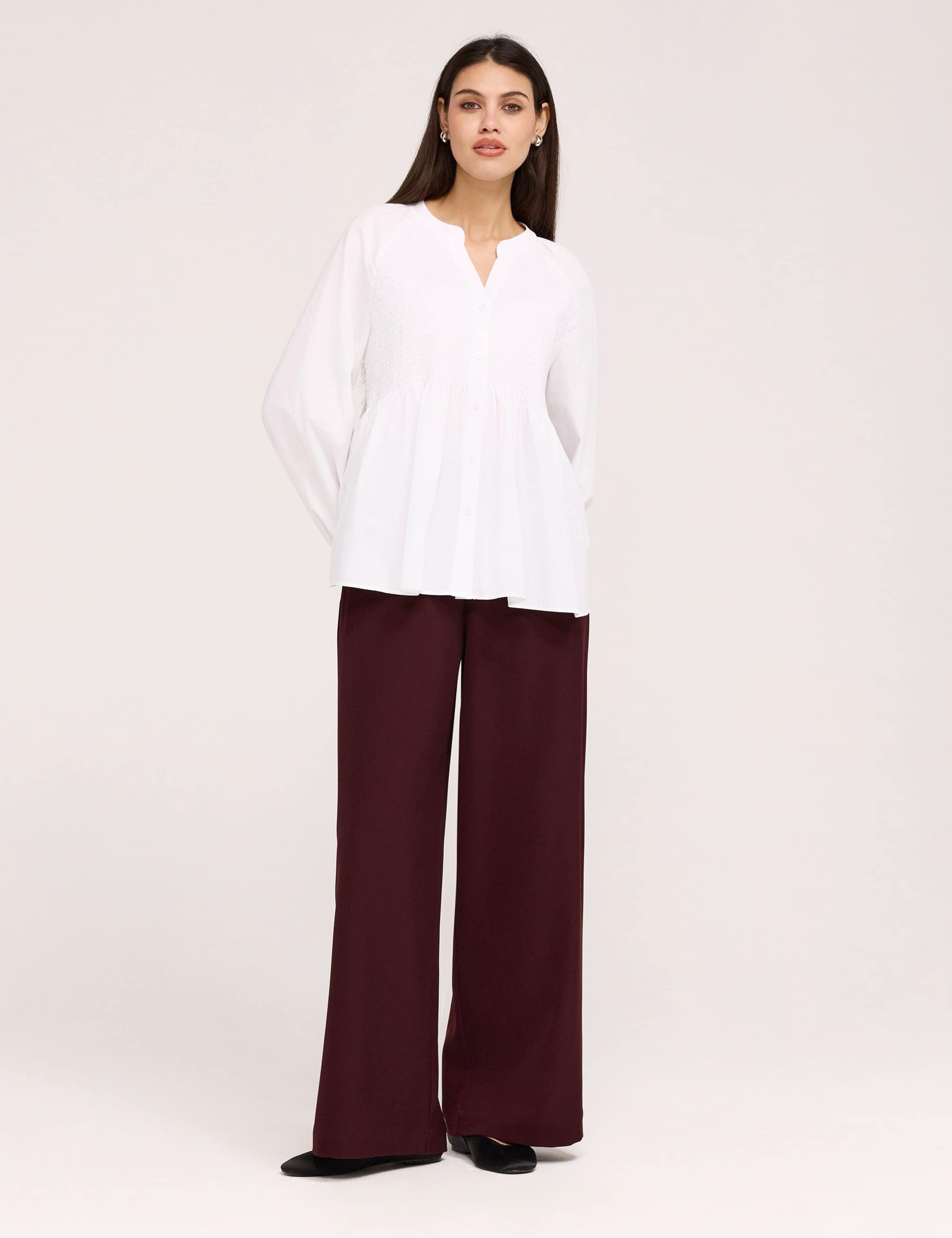 Pure Cotton V-Neck Button Through Blouse 3 of 7