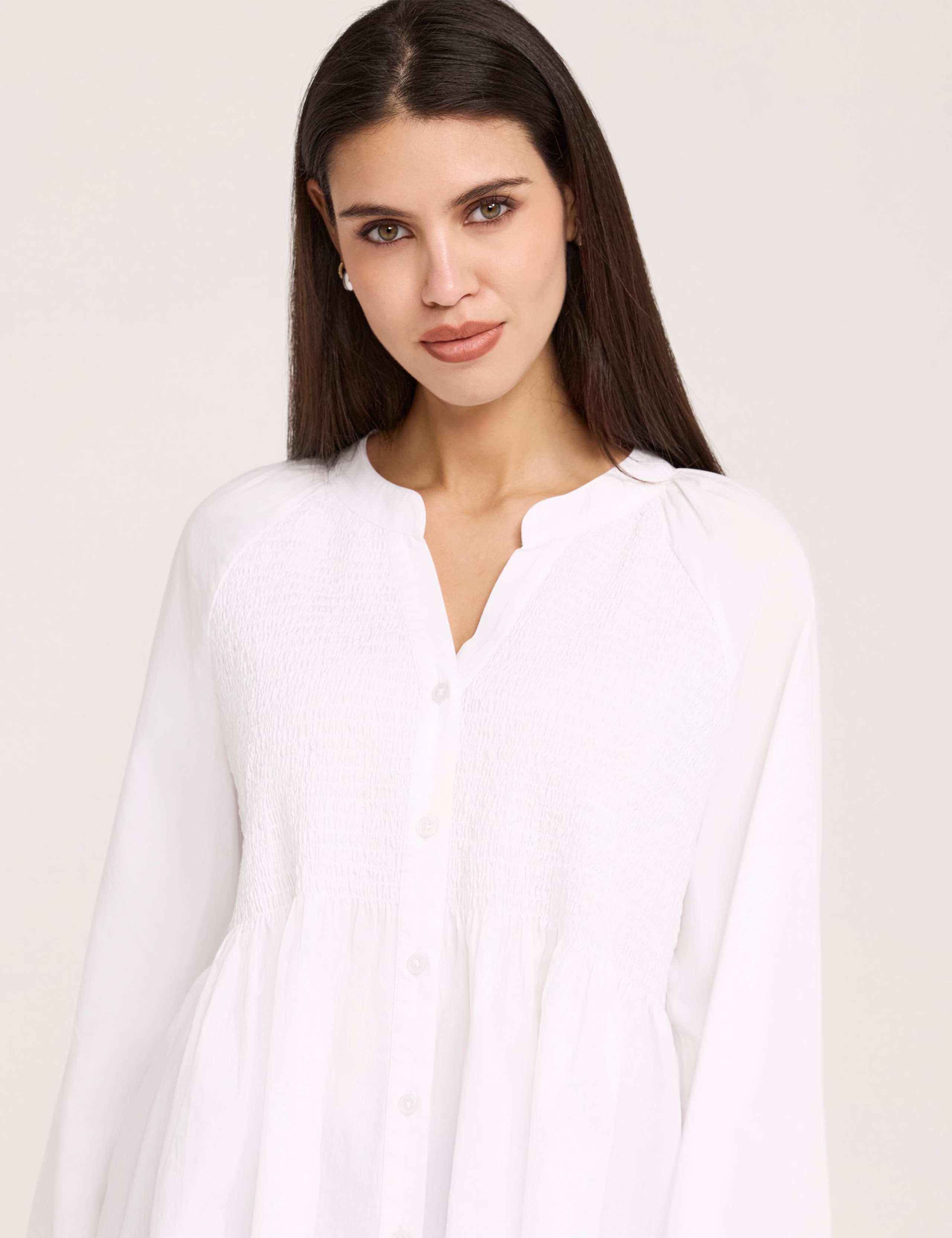 Pure Cotton V-Neck Button Through Blouse 5 of 7