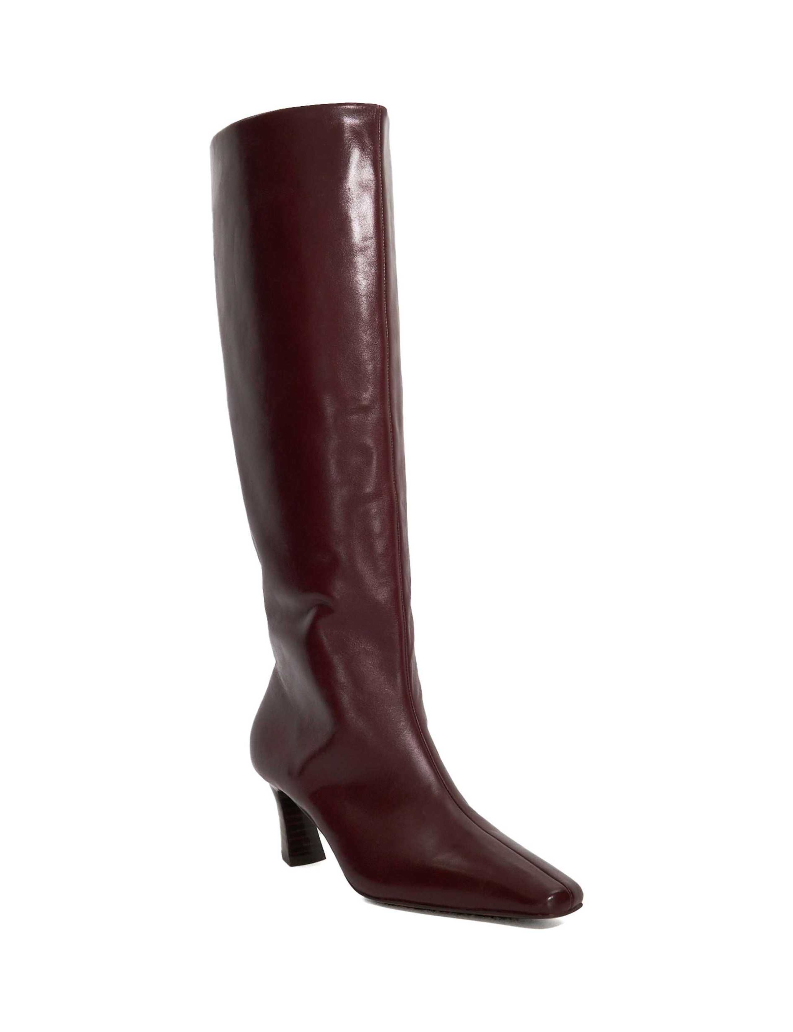 Leather Block Heel Knee High Boots 3 of 5