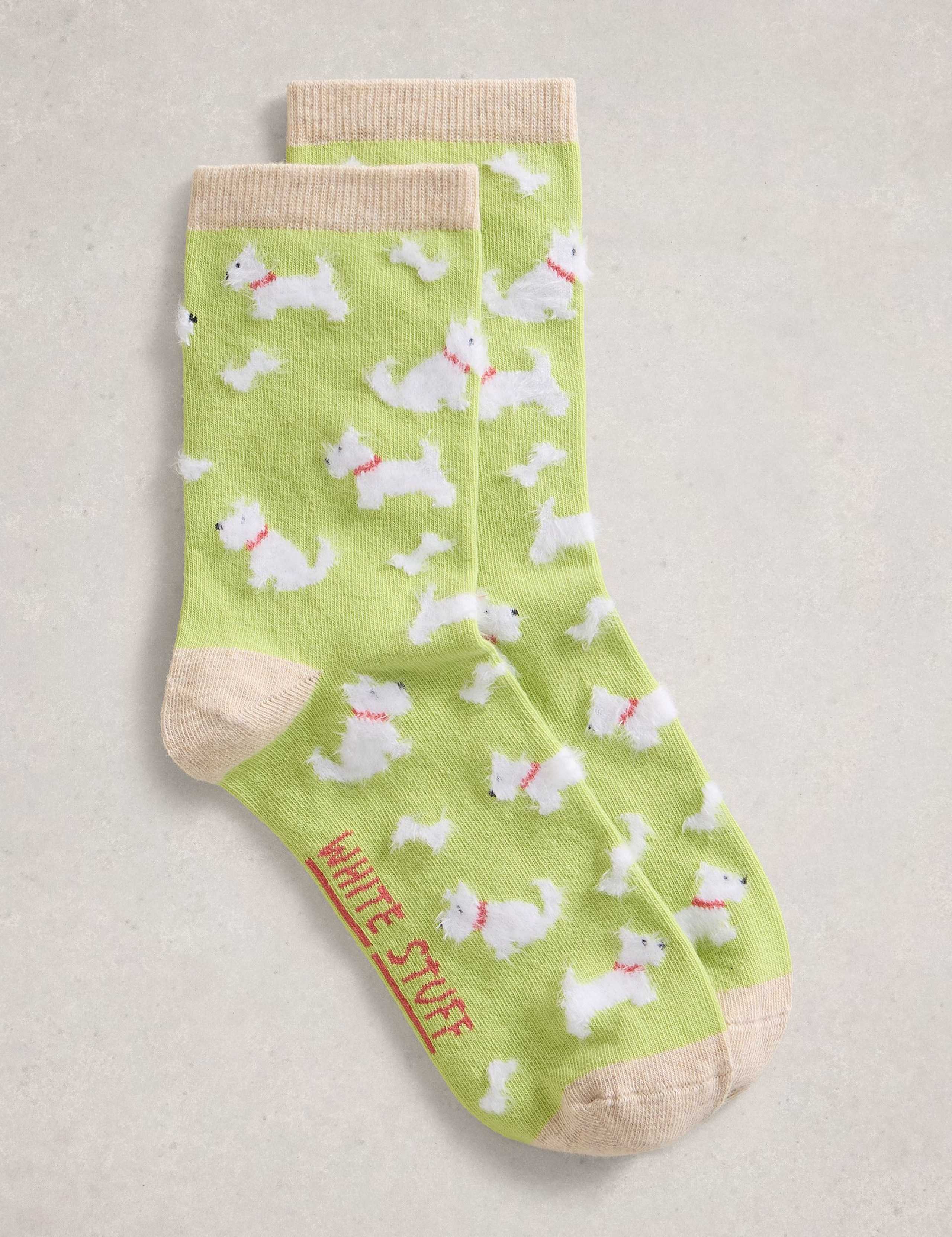Cotton Rich Fluffy Dog Ankle High Socks 1 of 2