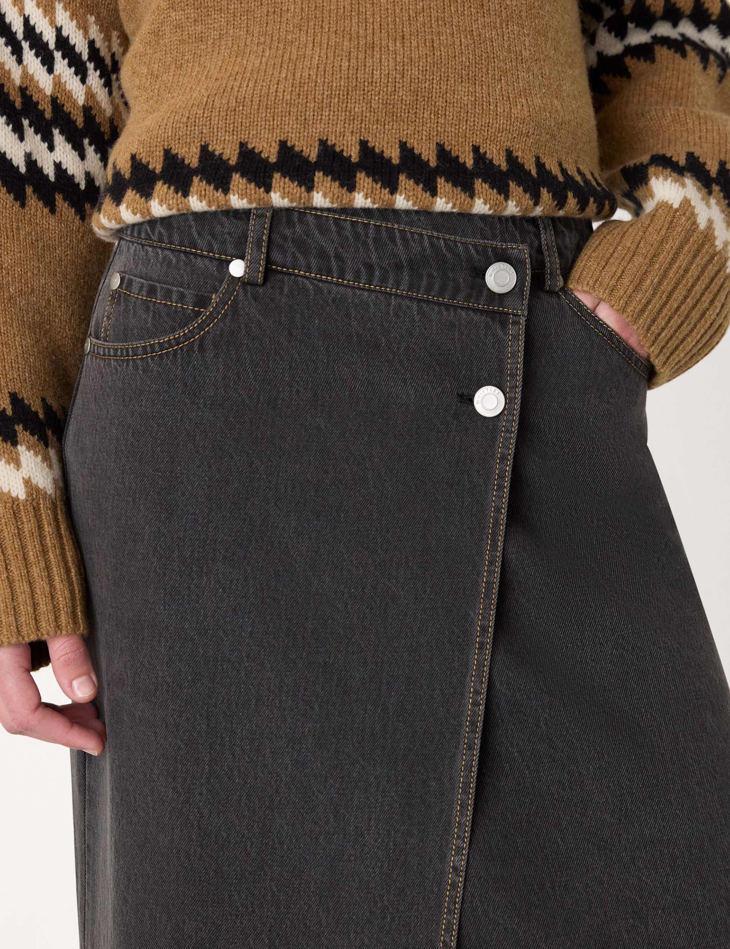 Denim Midi Wrap Skirt 4 of 4