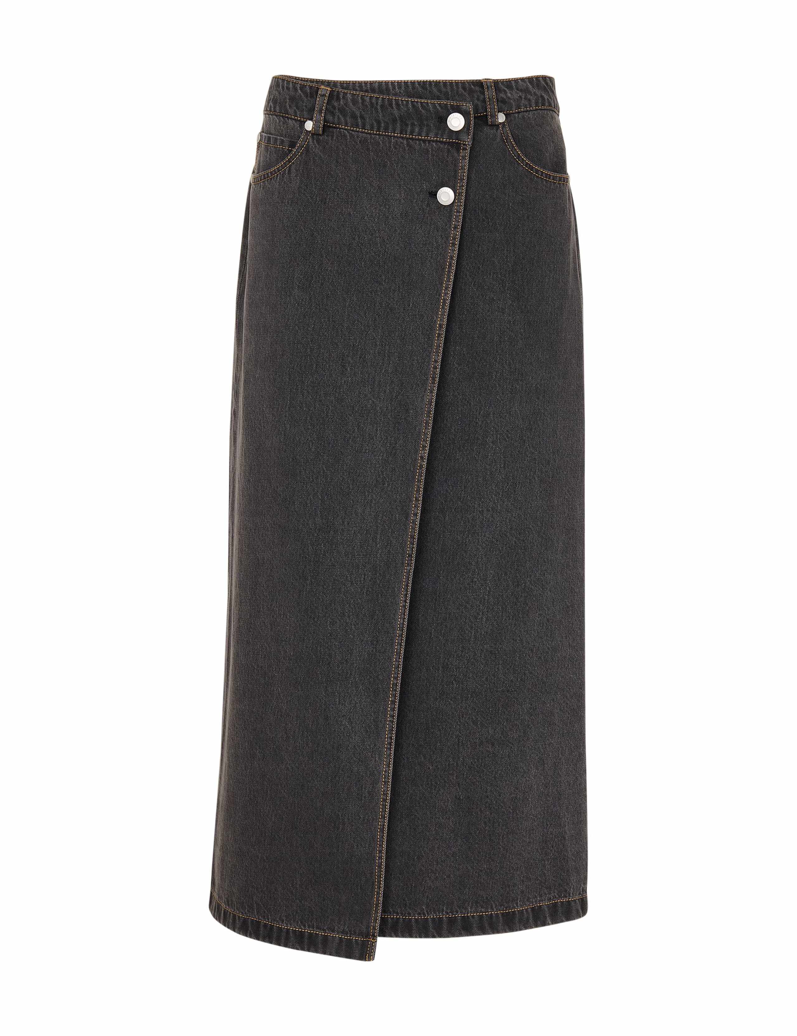 Denim Midi Wrap Skirt 2 of 4