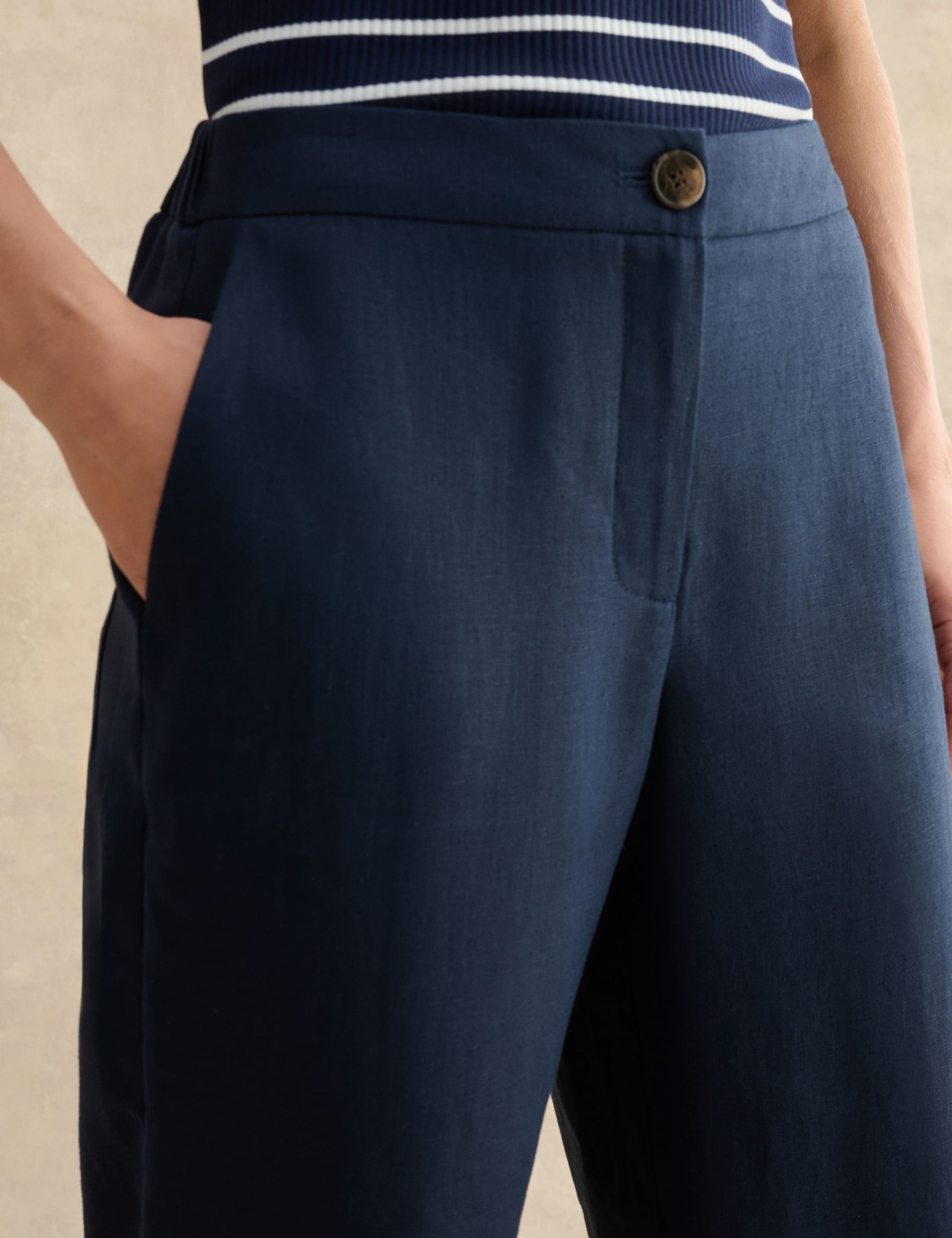 Pure Linen Wide Leg Cropped Trousers 5 of 5