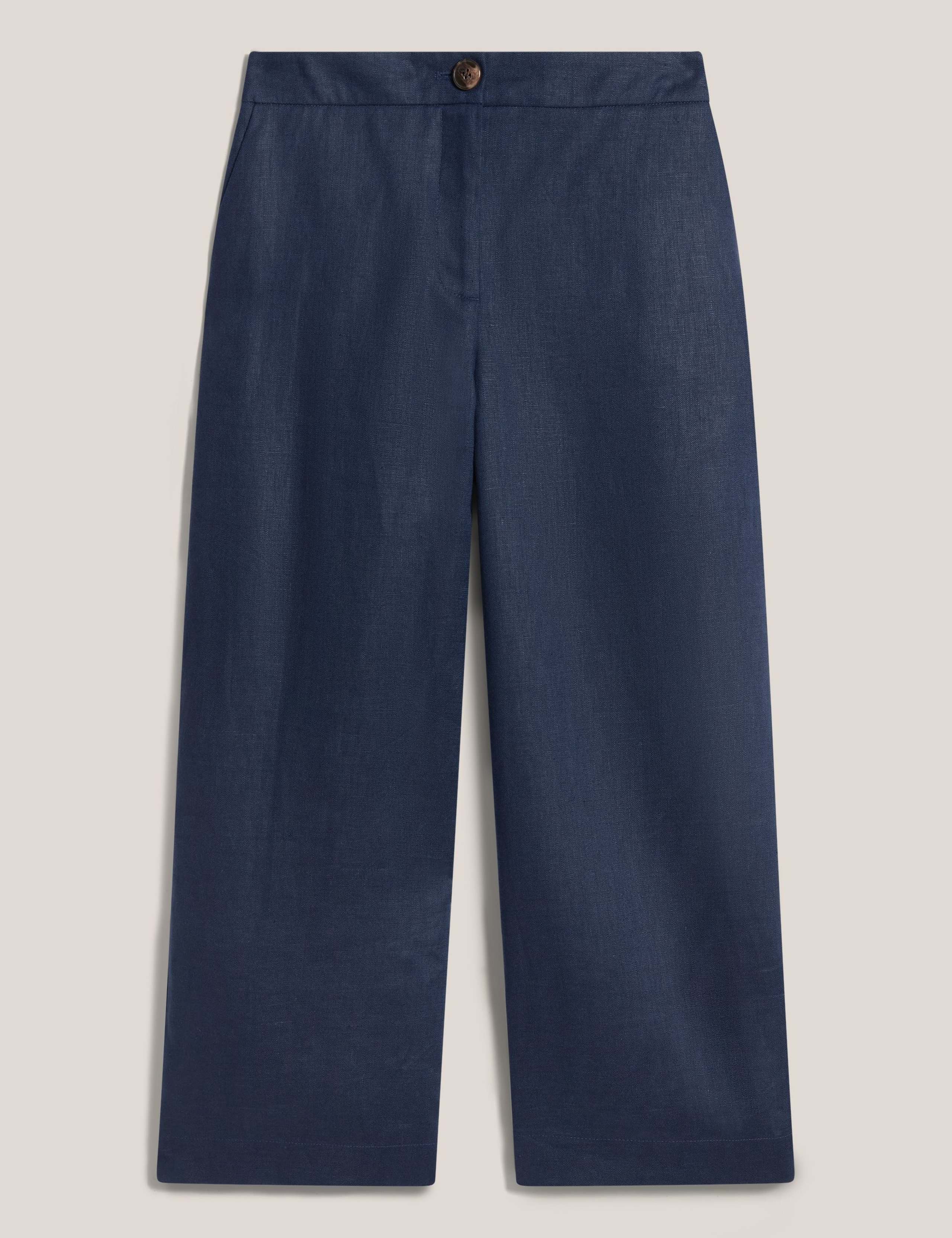 Pure Linen Wide Leg Cropped Trousers 2 of 5