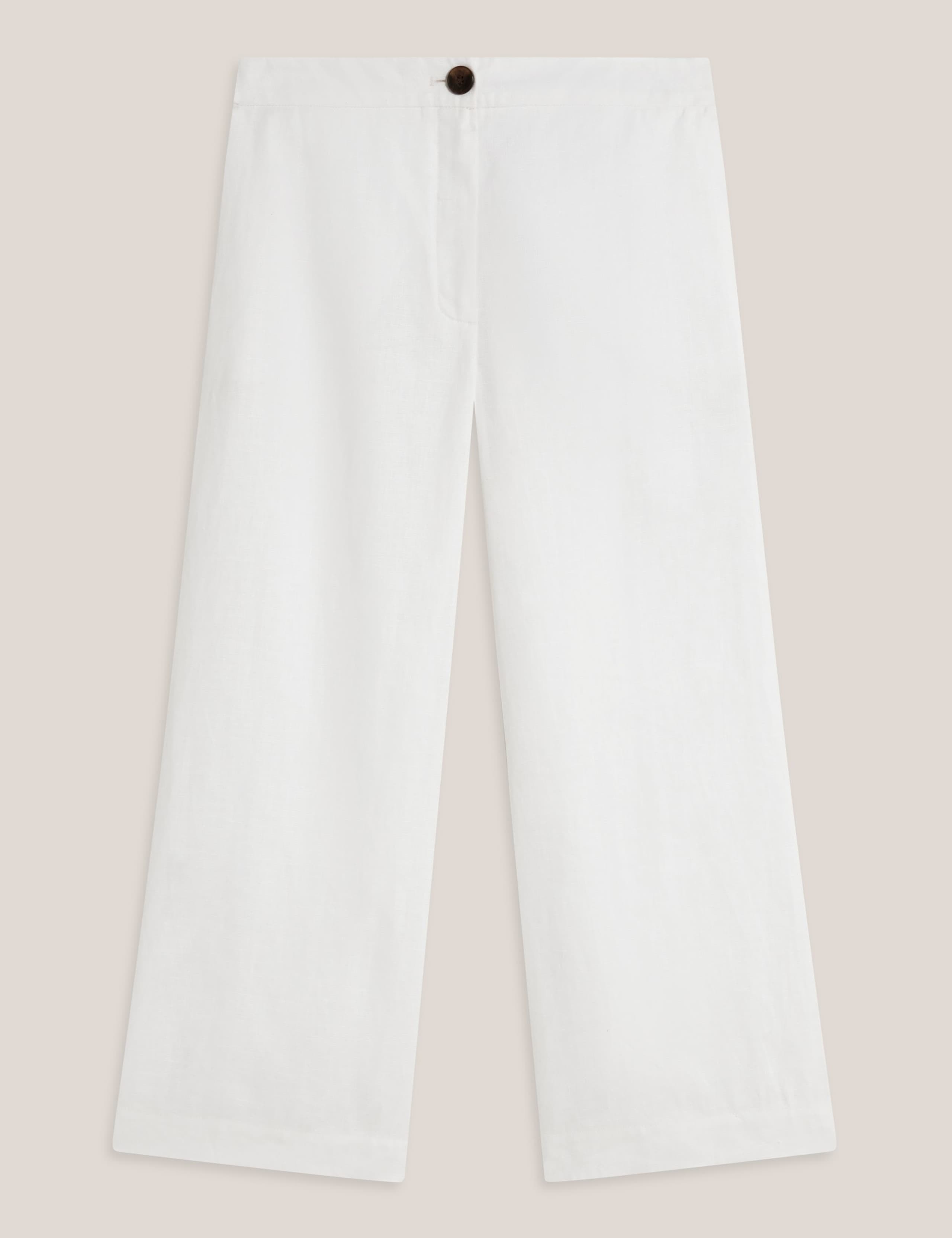 Pure Linen Wide Leg Cropped Trousers 2 of 5