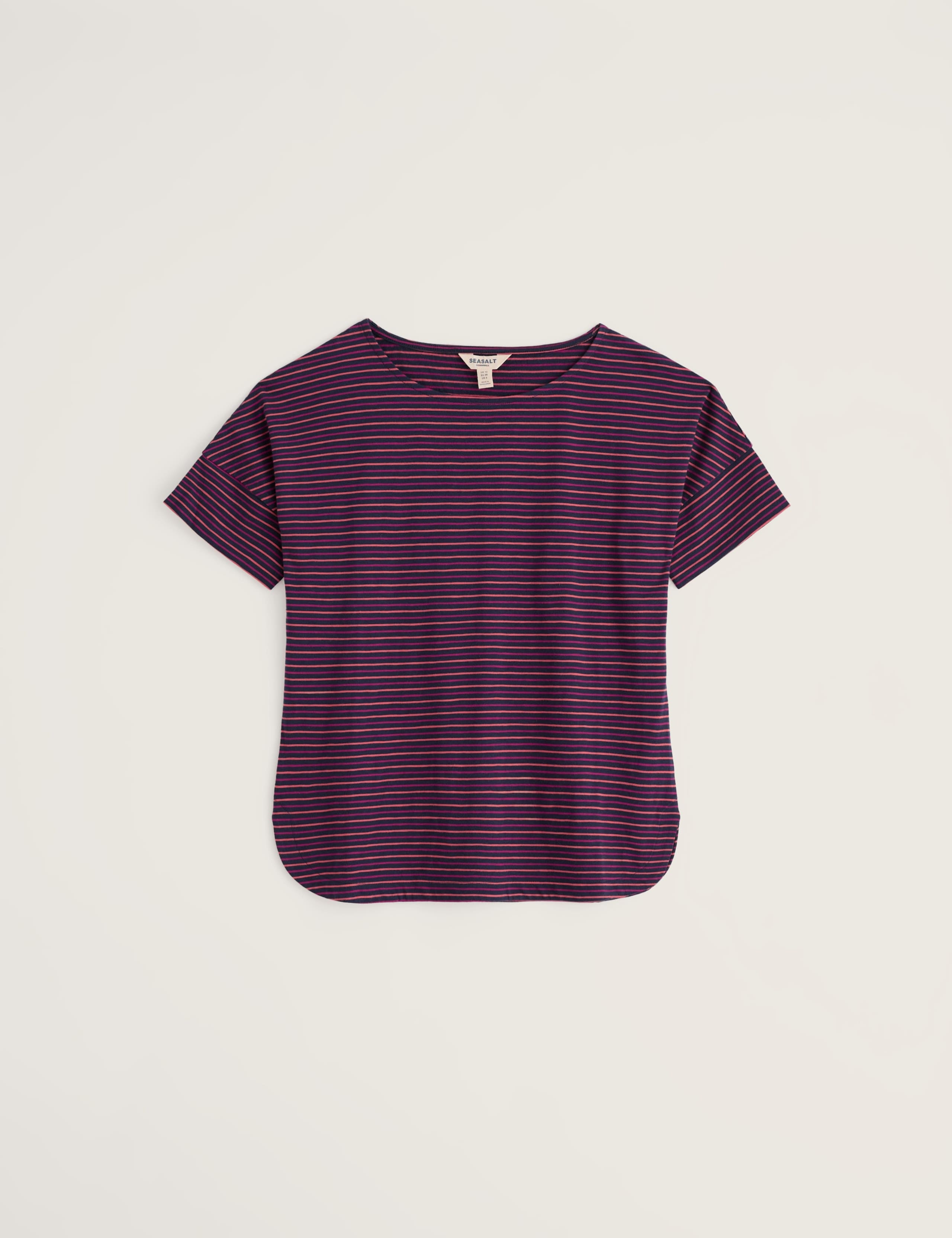 Pure Cotton Striped Slash Neck T-Shirt 2 of 5
