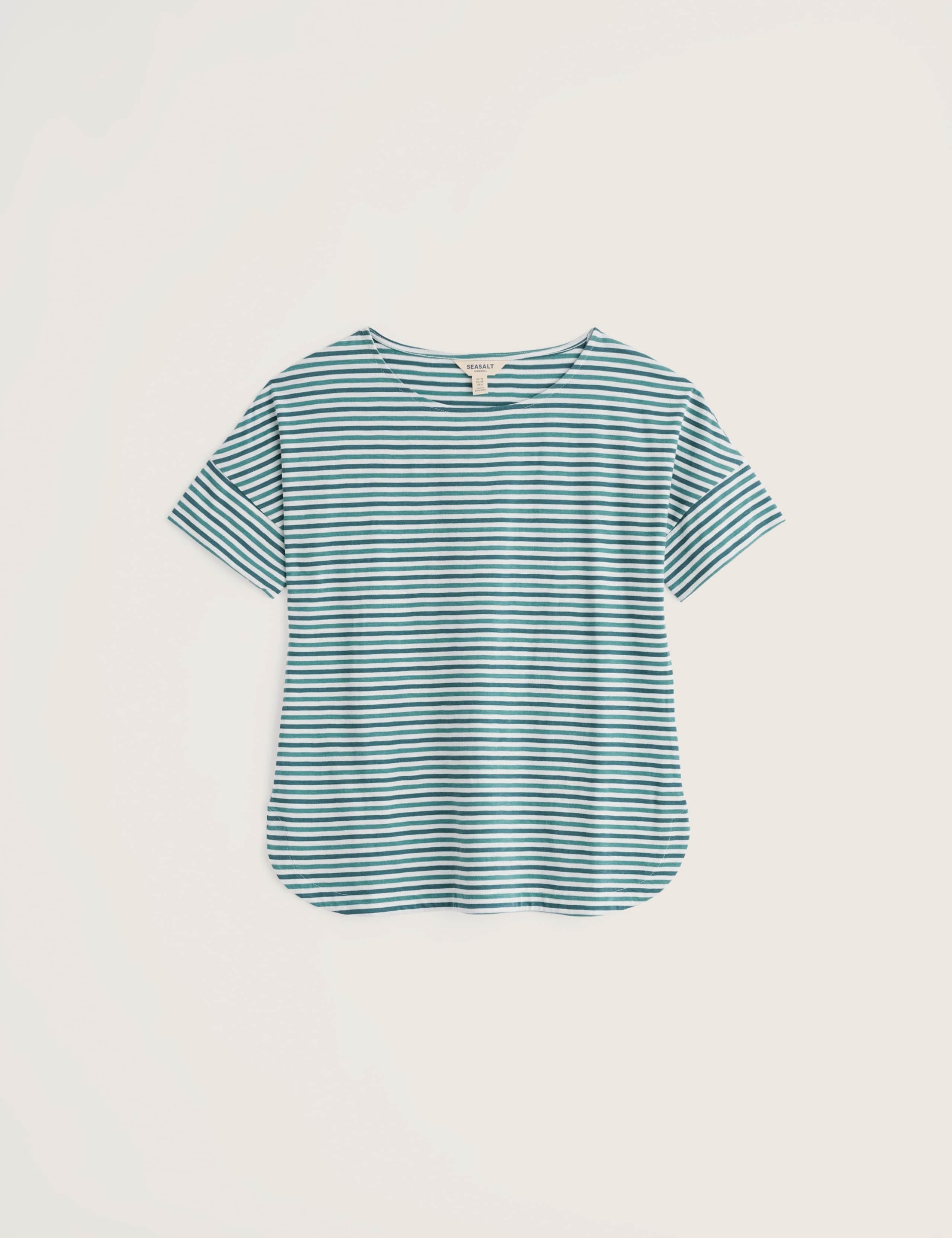 Pure Cotton Striped Slash Neck T-Shirt 2 of 5