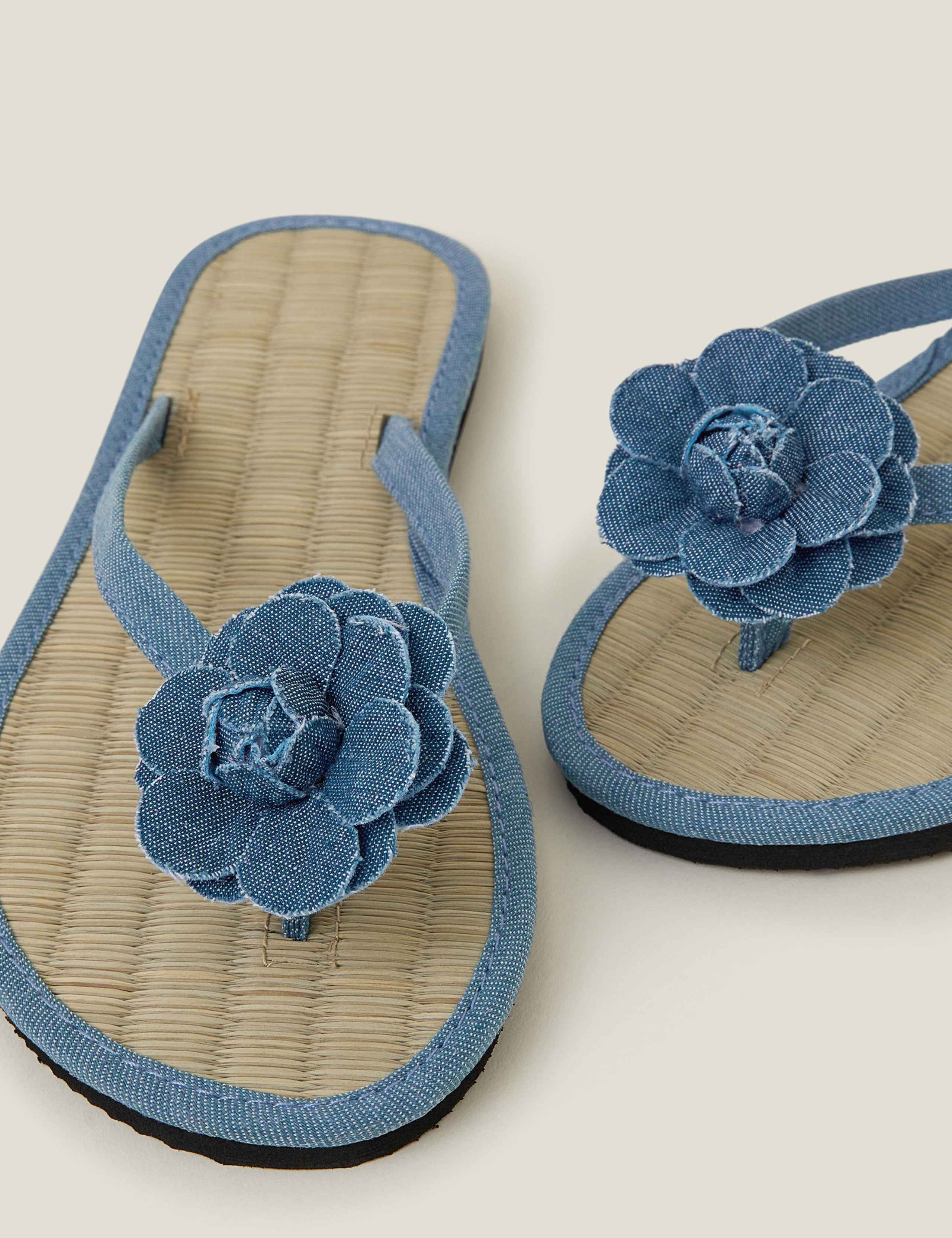 Denim Corsage Flip Flops 2 of 4