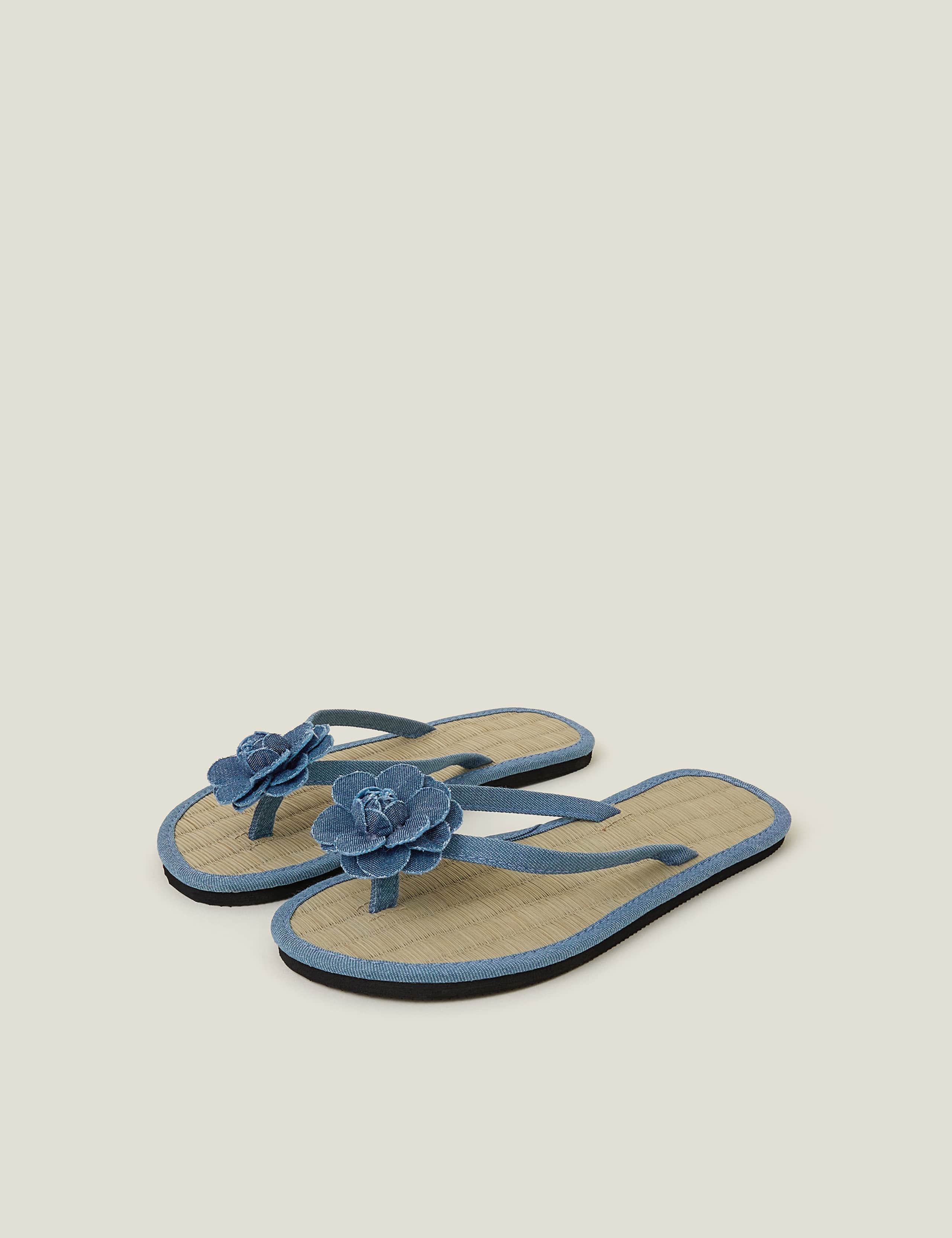 Denim Corsage Flip Flops 3 of 4
