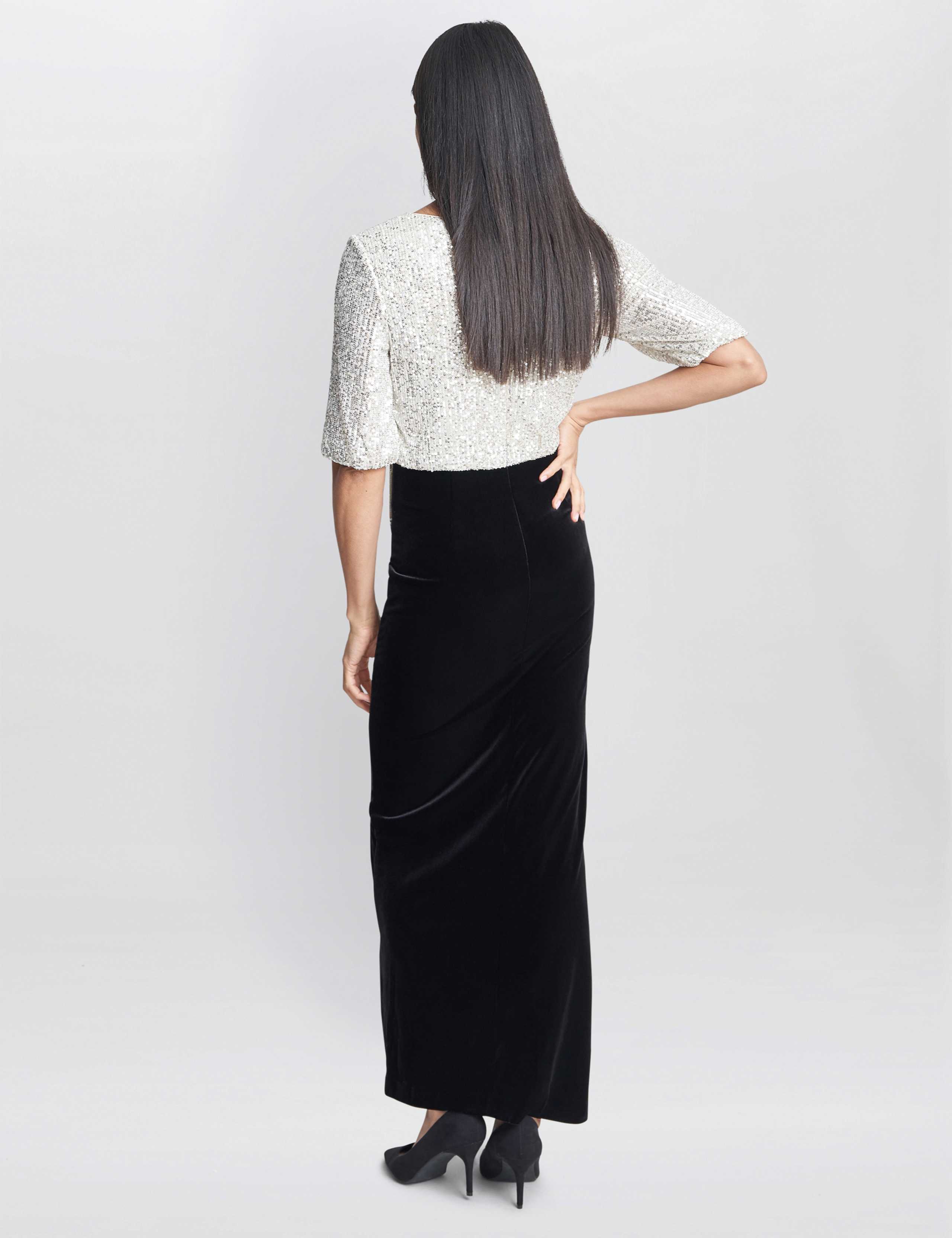 Velvet Sequin Maxi Wrap Dress 3 of 5