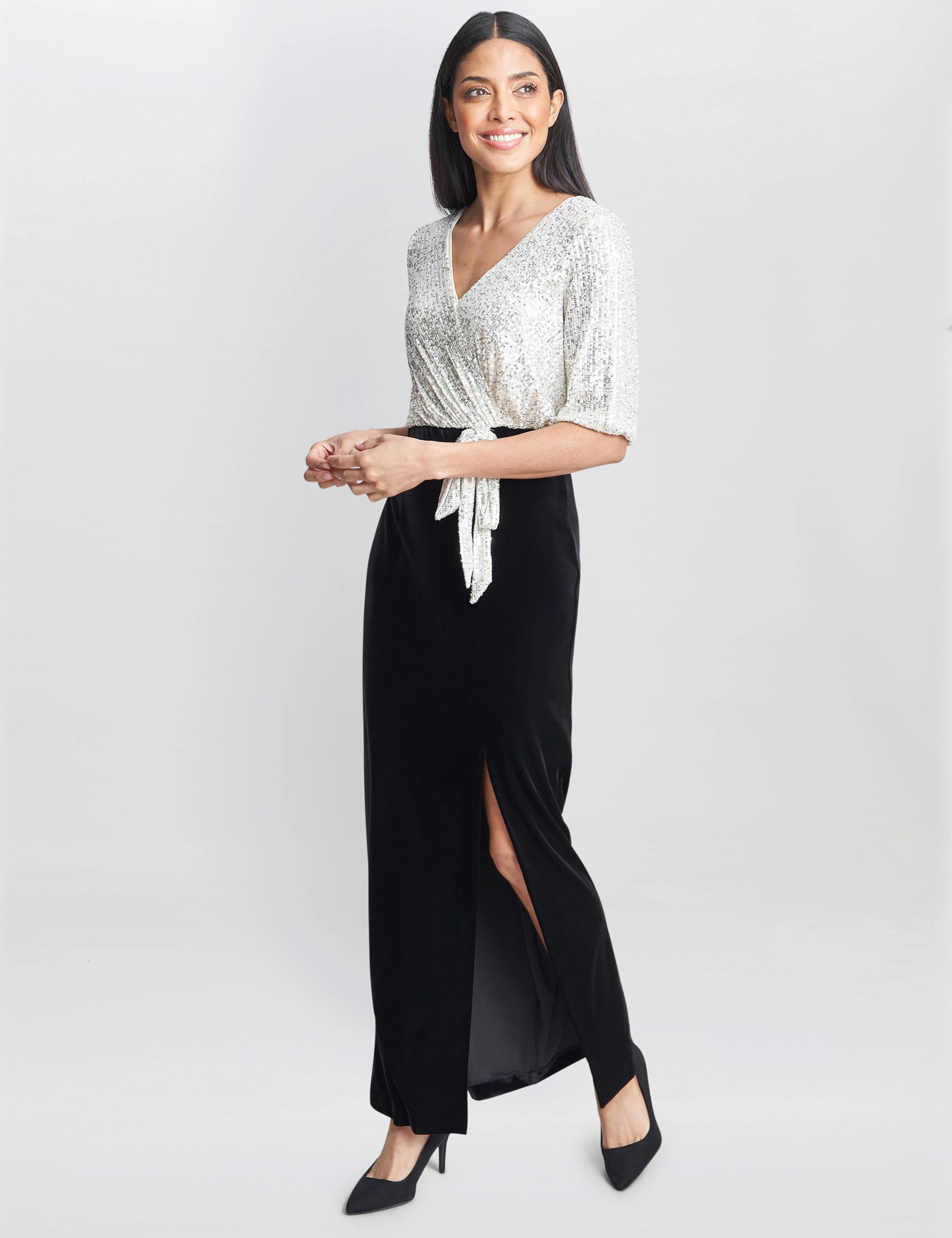 Velvet Sequin Maxi Wrap Dress 4 of 5