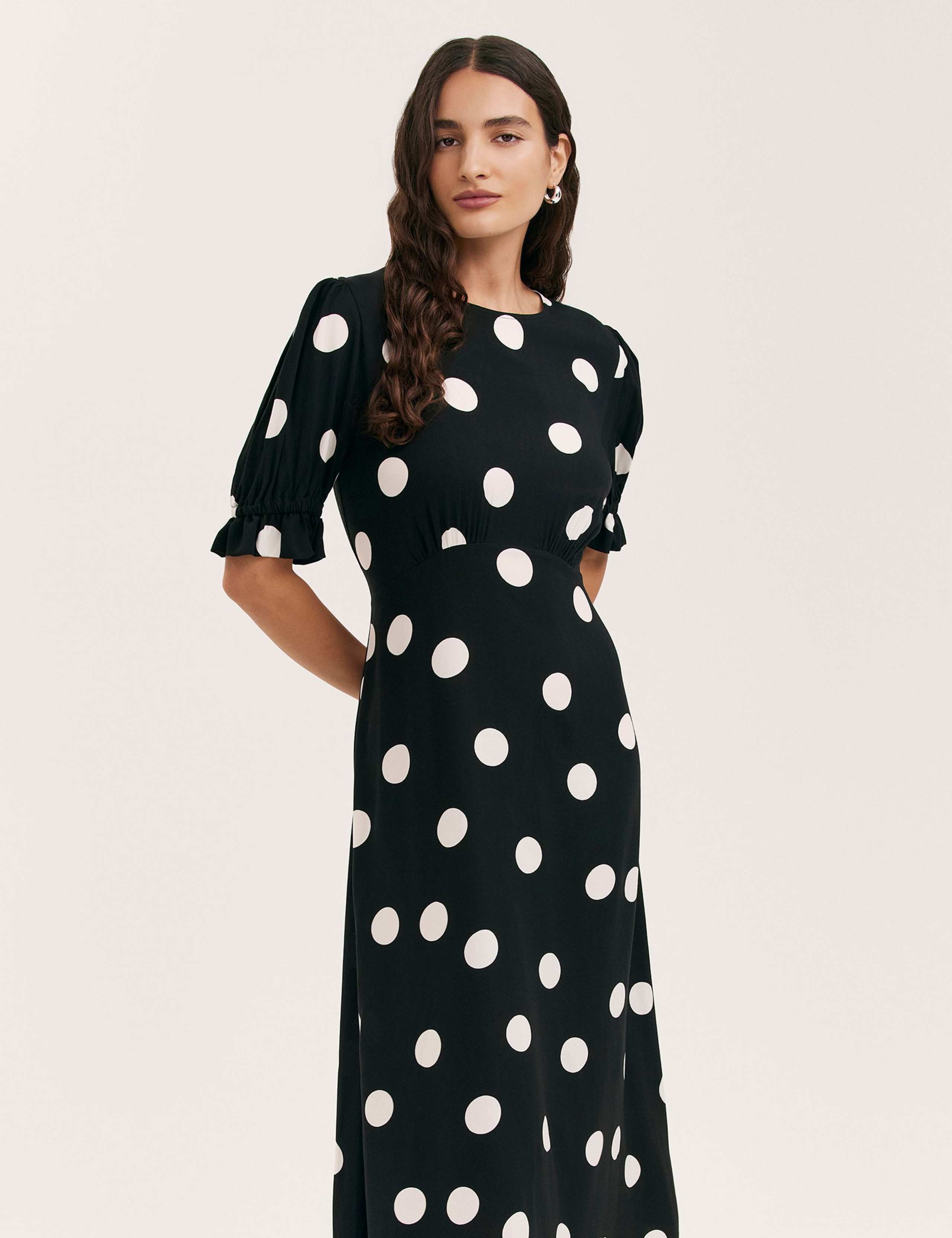 Polka Dot Round Neck Midi Tea Dress 4 of 4