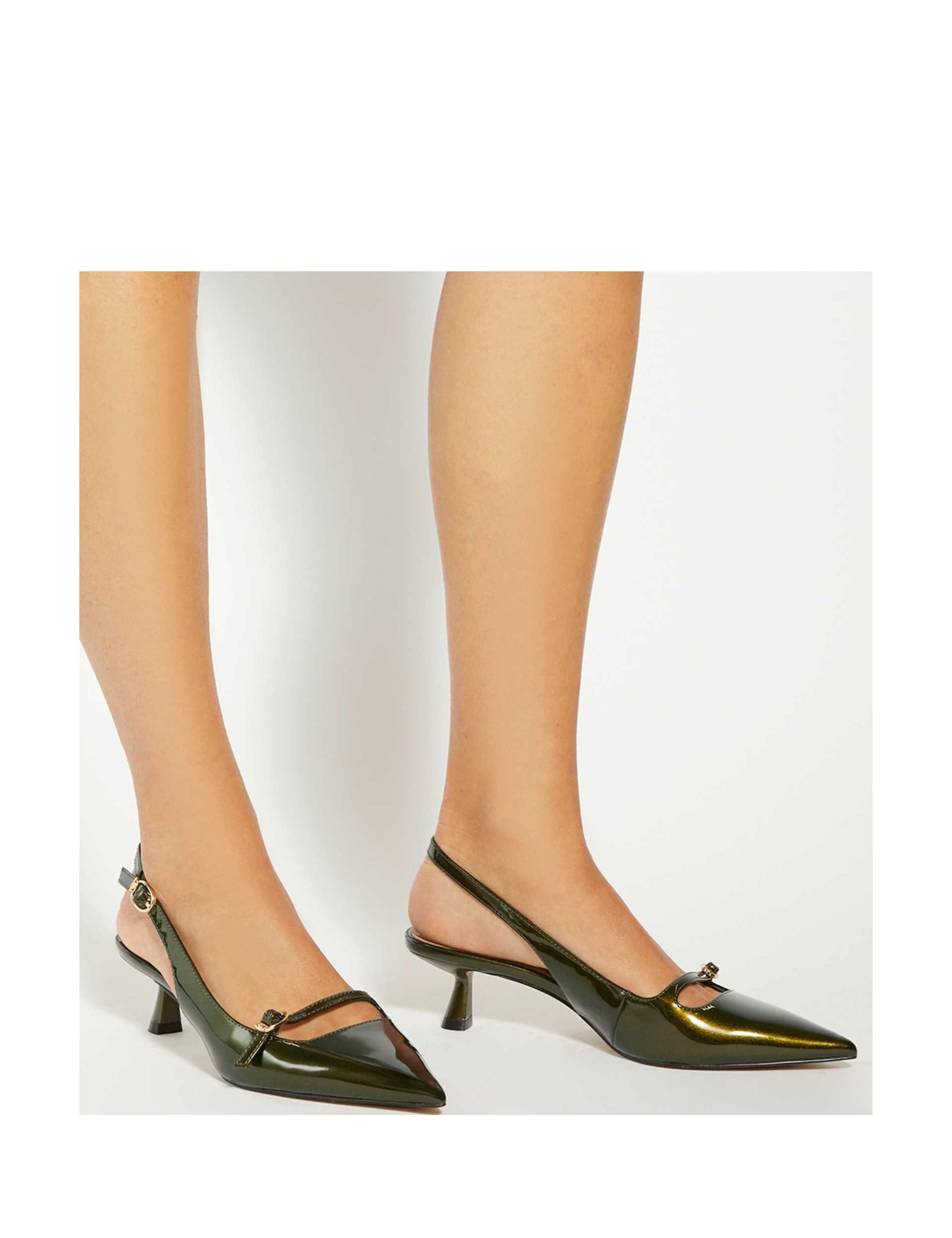 Patent Kitten Heel Pointed Slingback Shoes 4 of 6