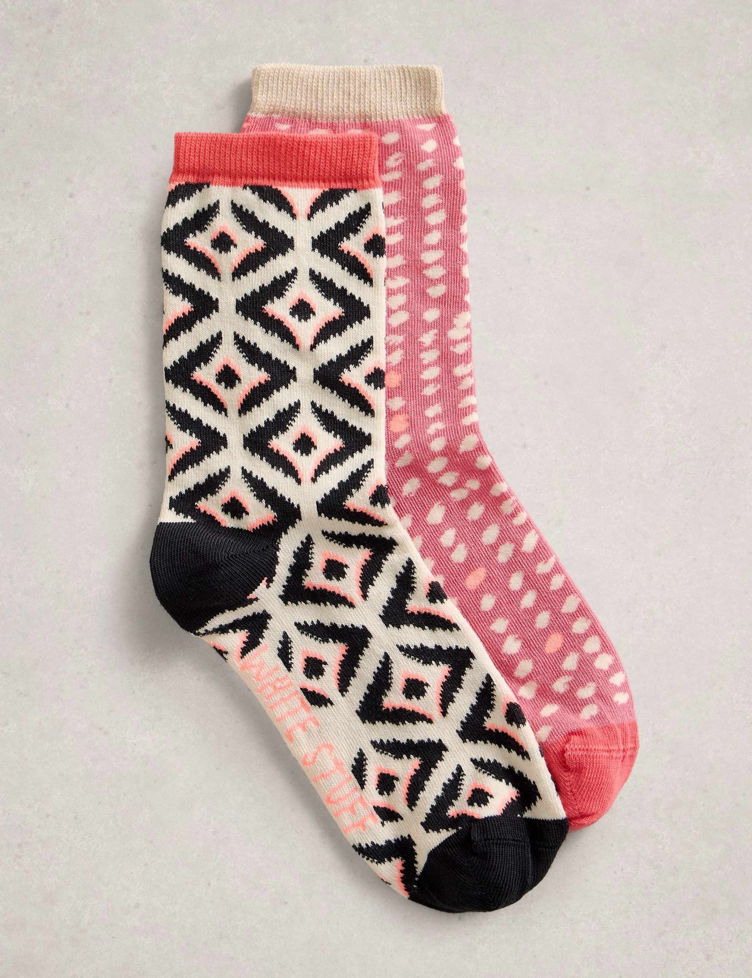 2 Pack Geometric Ankle High Socks 1 of 2